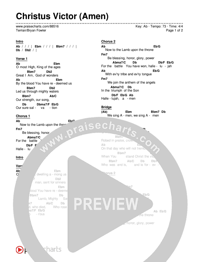 Christus Victor (Amen) Chords & Lyrics (Terrian / Bryan Fowler)