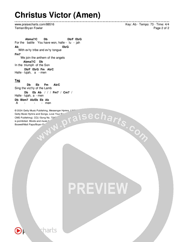 Christus Victor (Amen) Chords & Lyrics (Terrian / Bryan Fowler)