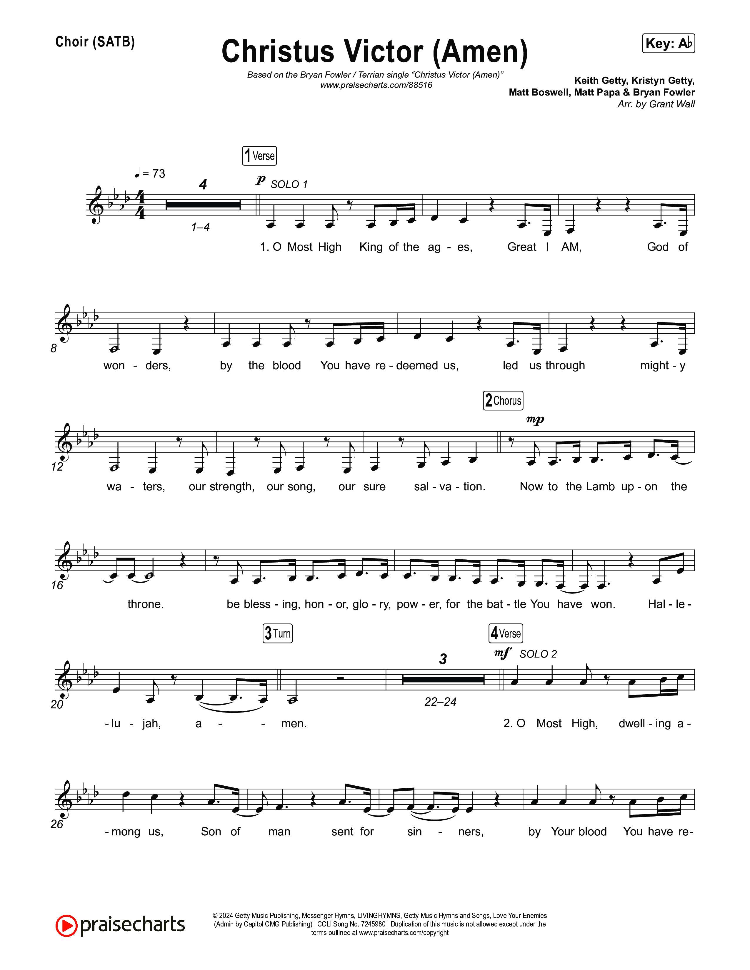 Christus Victor (Amen) Choir Sheet (SATB) (Terrian / Bryan Fowler)