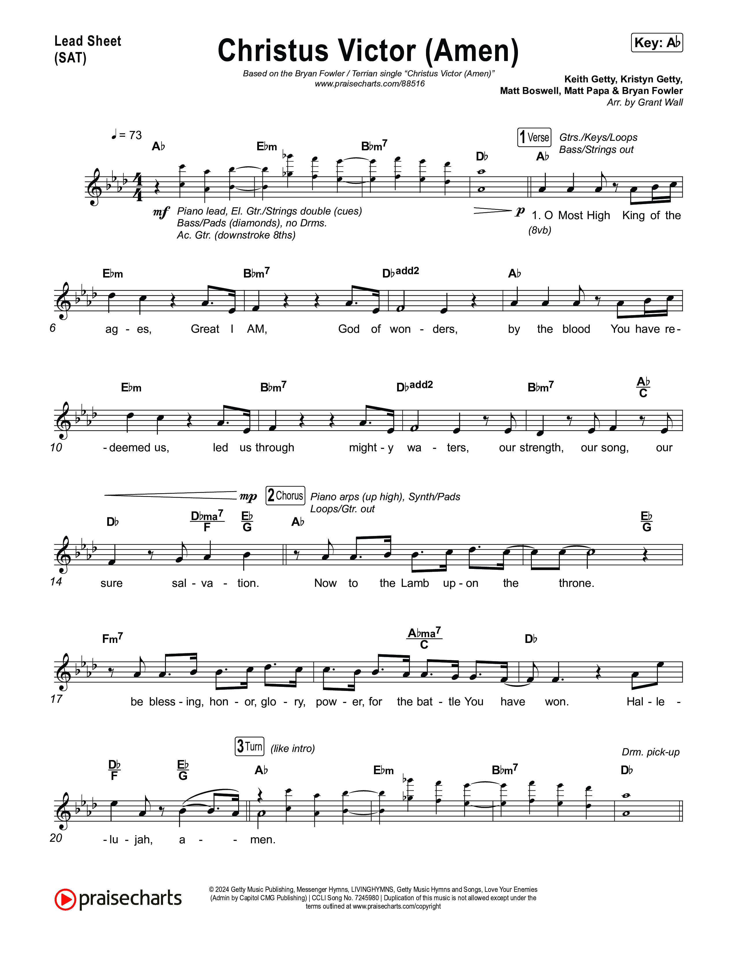 Christus Victor (Amen) Lead Sheet (SAT) (Terrian / Bryan Fowler)