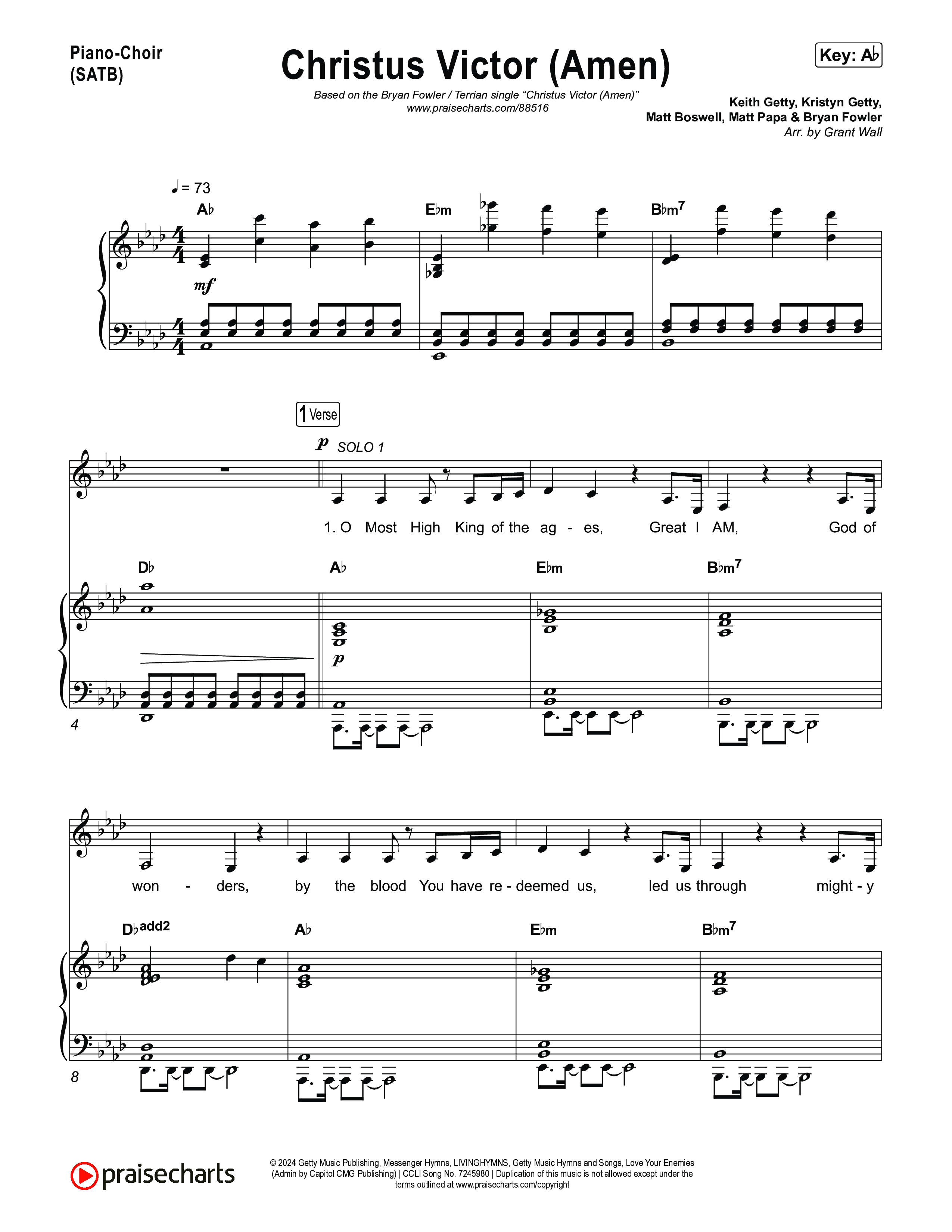 Christus Victor (Amen) Piano/Vocal Pack (Terrian / Bryan Fowler)