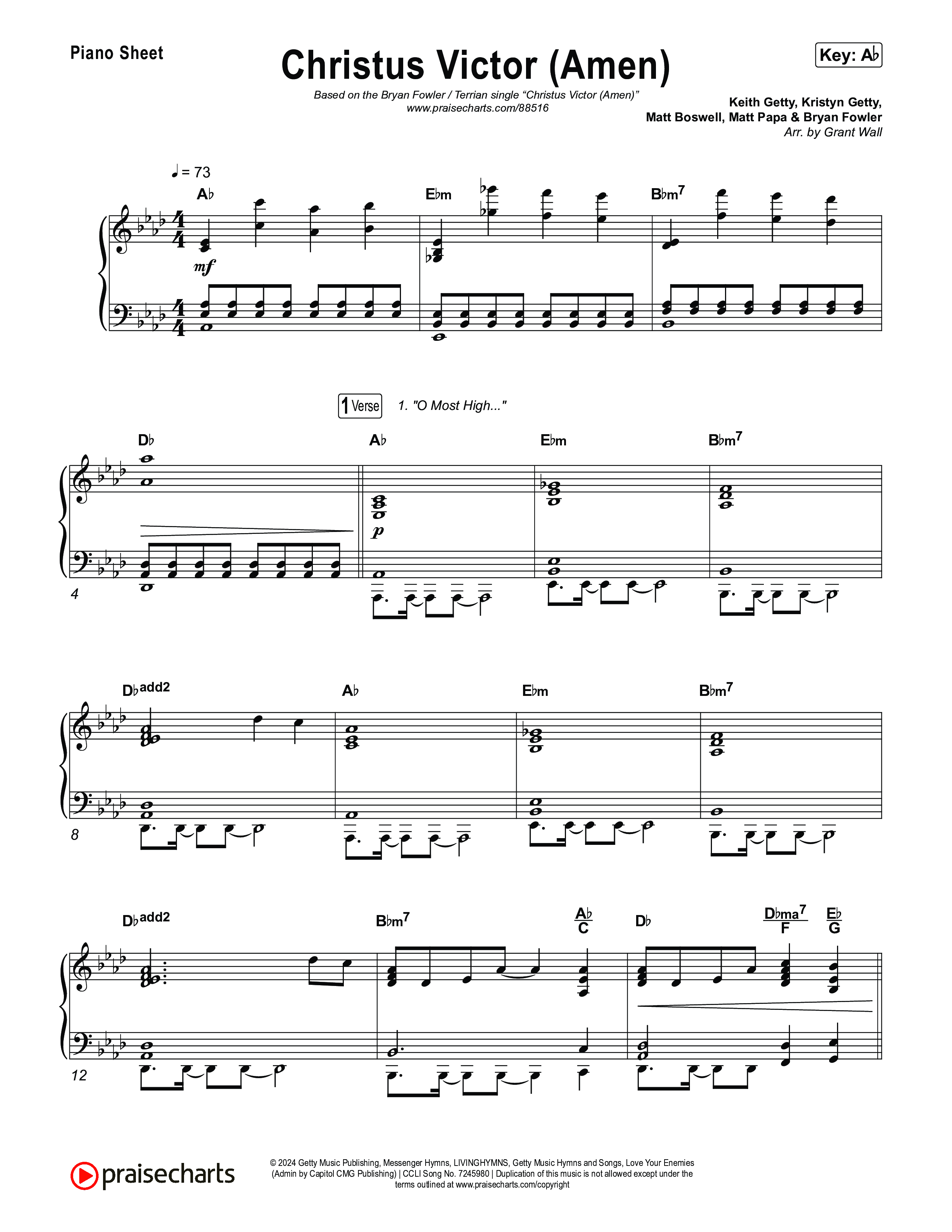 Christus Victor (Amen) Piano Sheet (Terrian / Bryan Fowler)