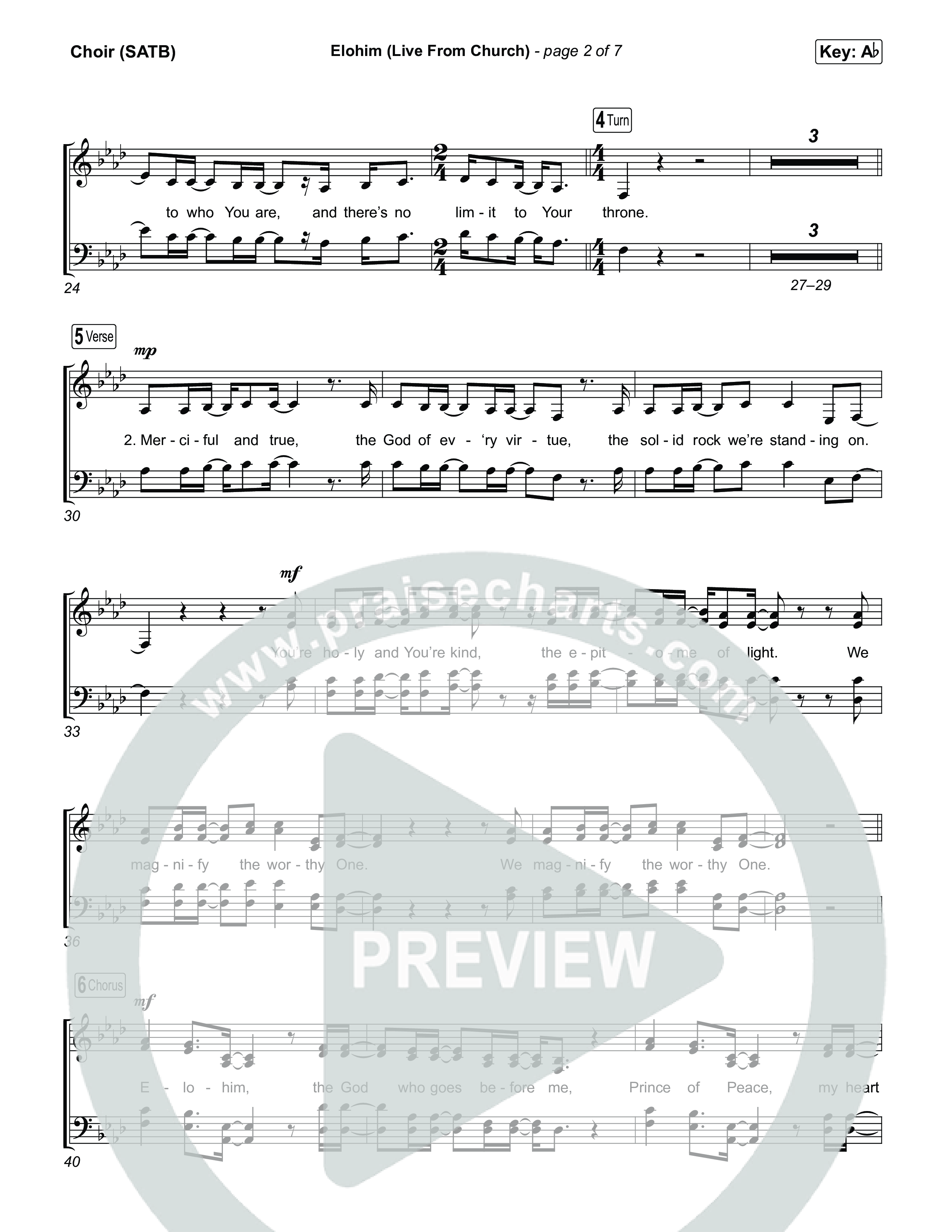 Elohim (Live From Church) Choir Sheet (SATB) (Bethel Music / Aubree Archibeck)