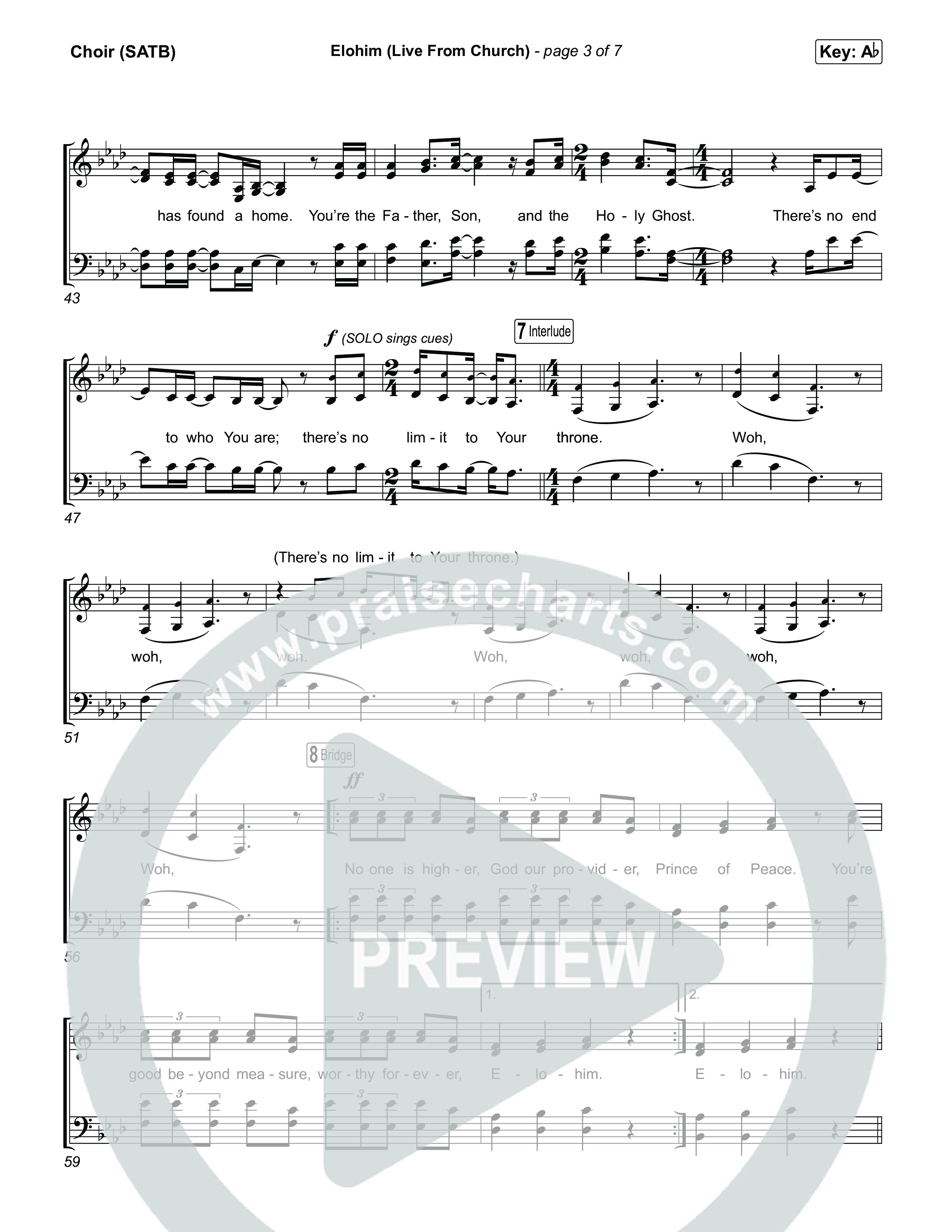 Elohim (Live From Church) Choir Sheet (SATB) (Bethel Music / Aubree Archibeck)