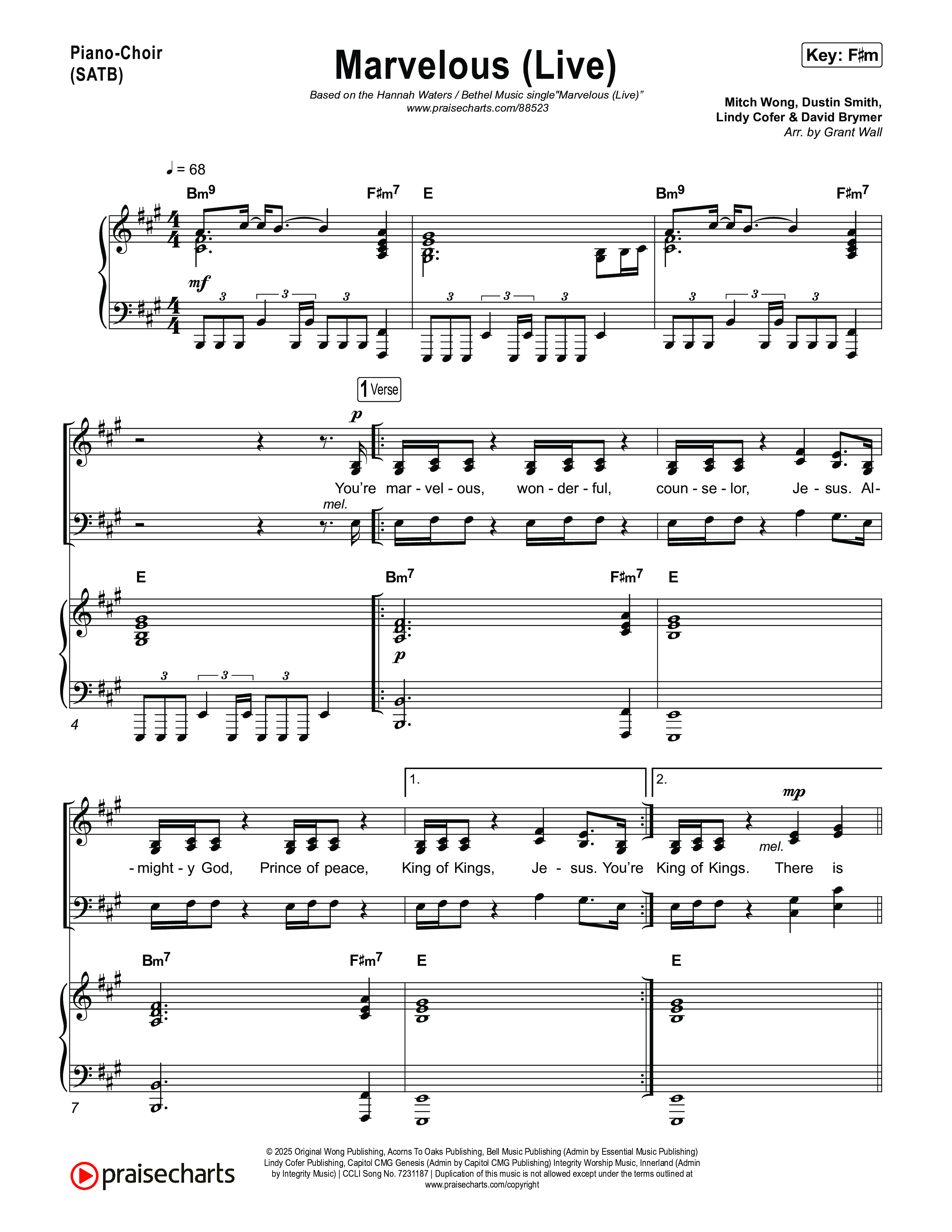 Marvelous (Live) Piano/Vocal Pack (Bethel Music / Hannah Waters)