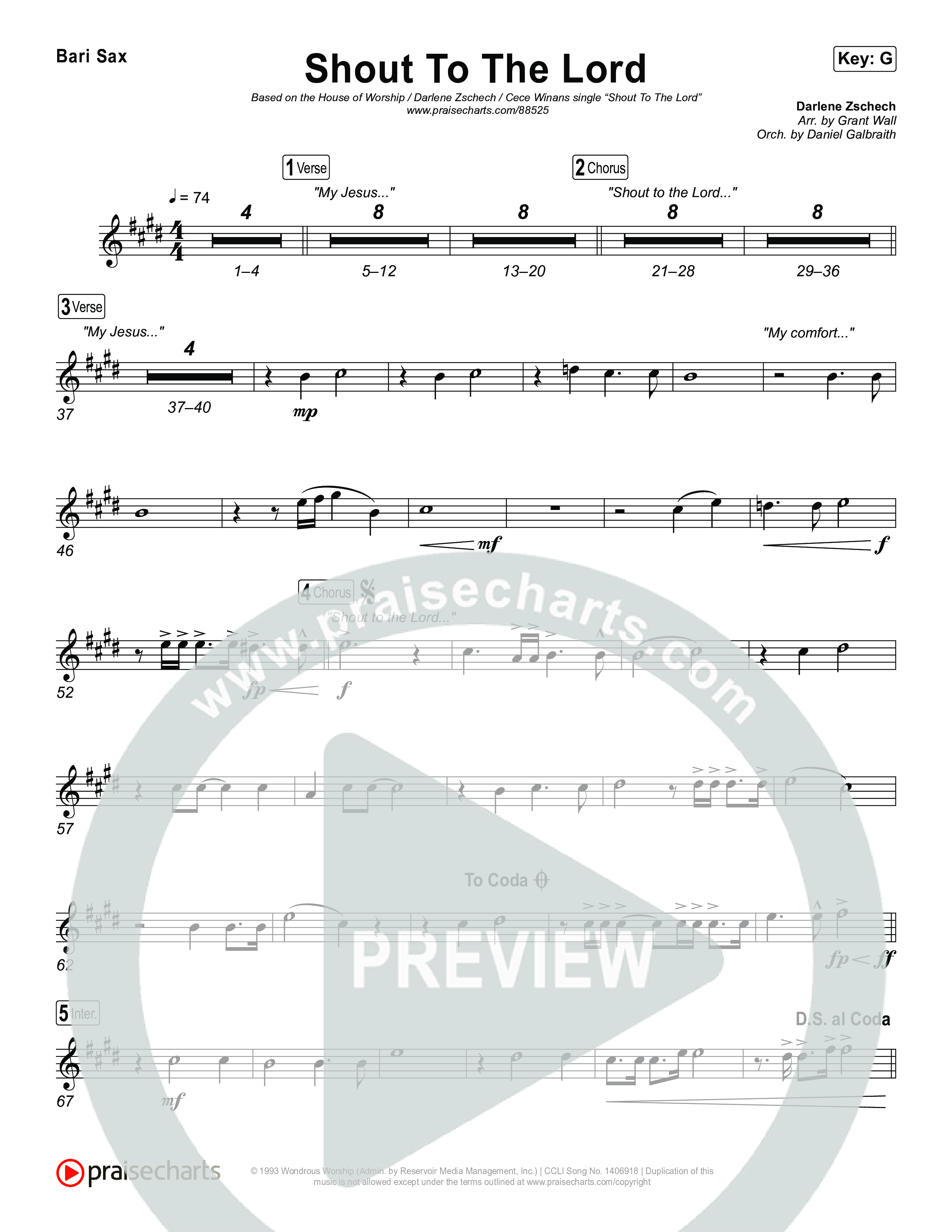 Shout To The Lord Bari Sax (House Of Worship / Darlene Zschech / CeCe Winans)