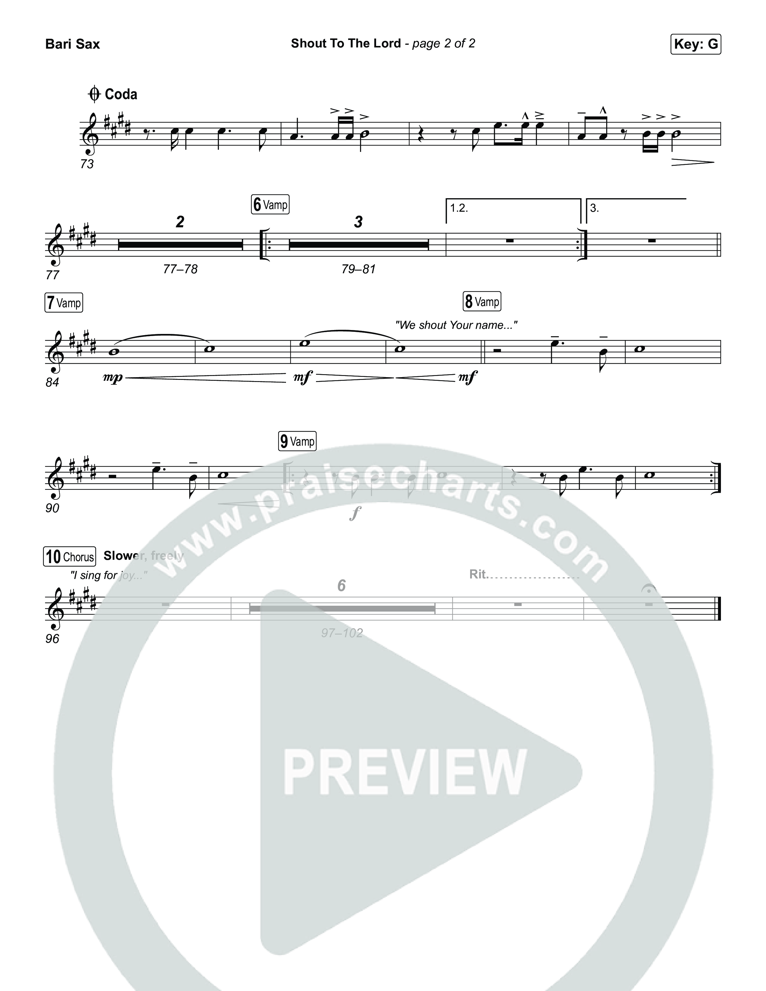 Shout To The Lord Bari Sax (House Of Worship / Darlene Zschech / CeCe Winans)