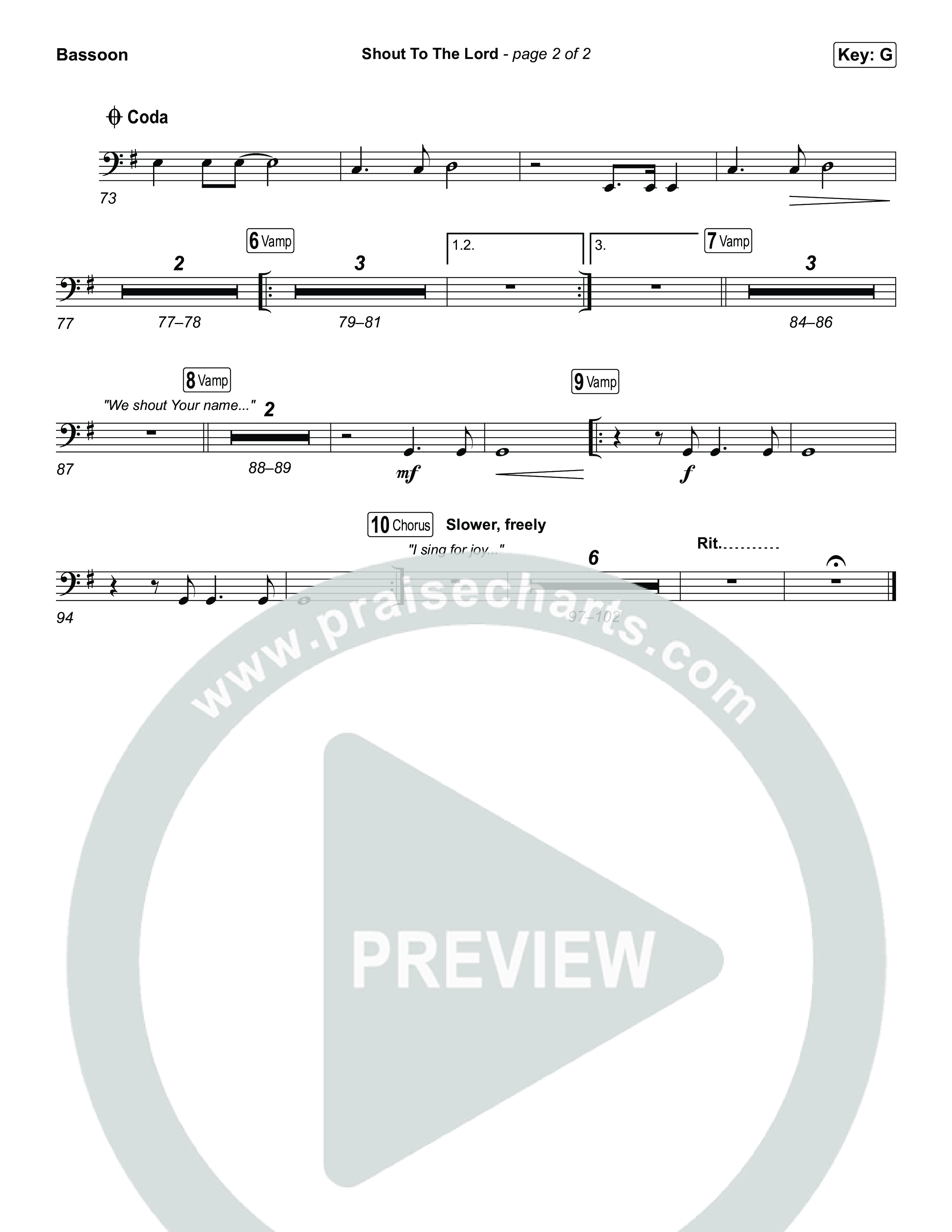 Shout To The Lord Bassoon (House Of Worship / Darlene Zschech / CeCe Winans)