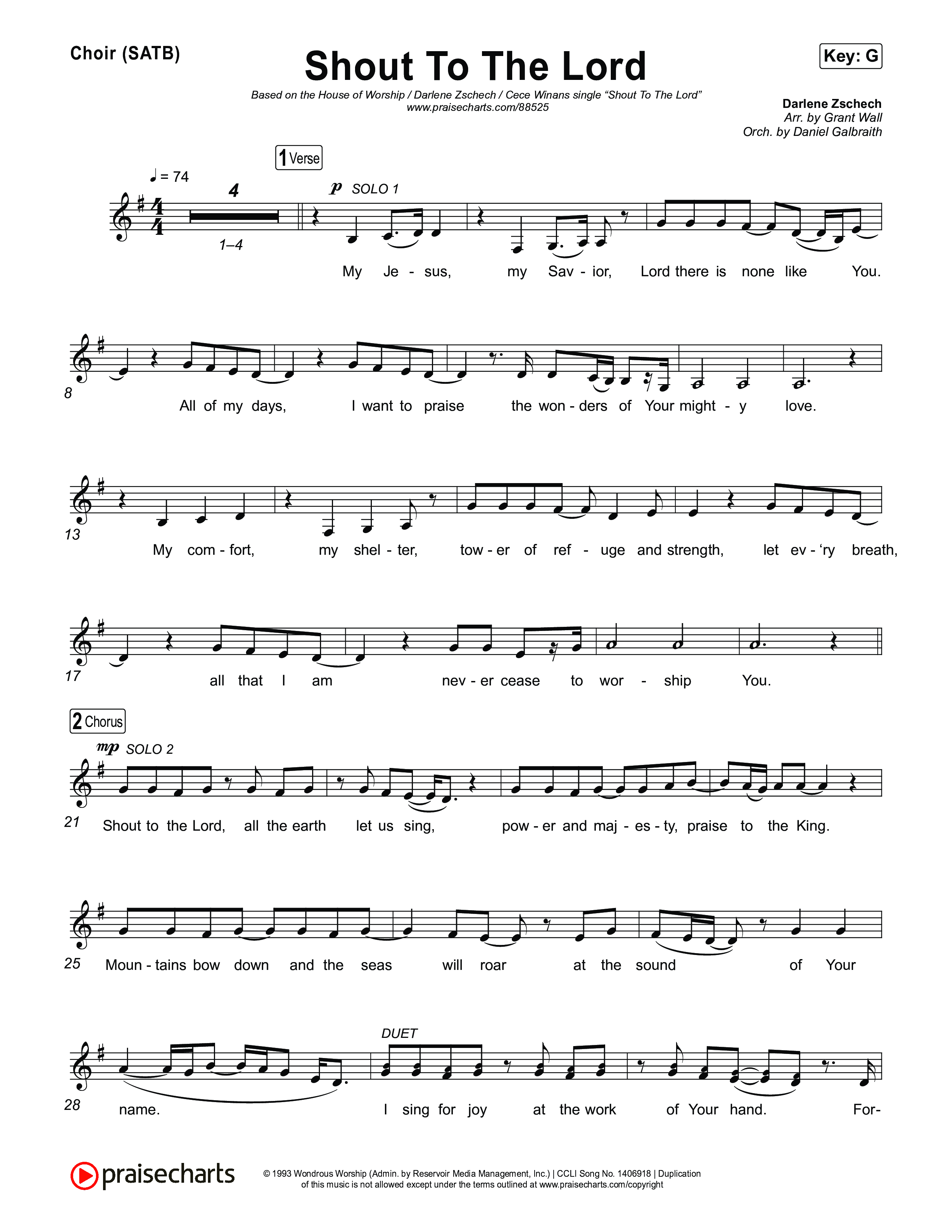 Shout To The Lord Choir Sheet (SATB) (House Of Worship / Darlene Zschech / CeCe Winans)