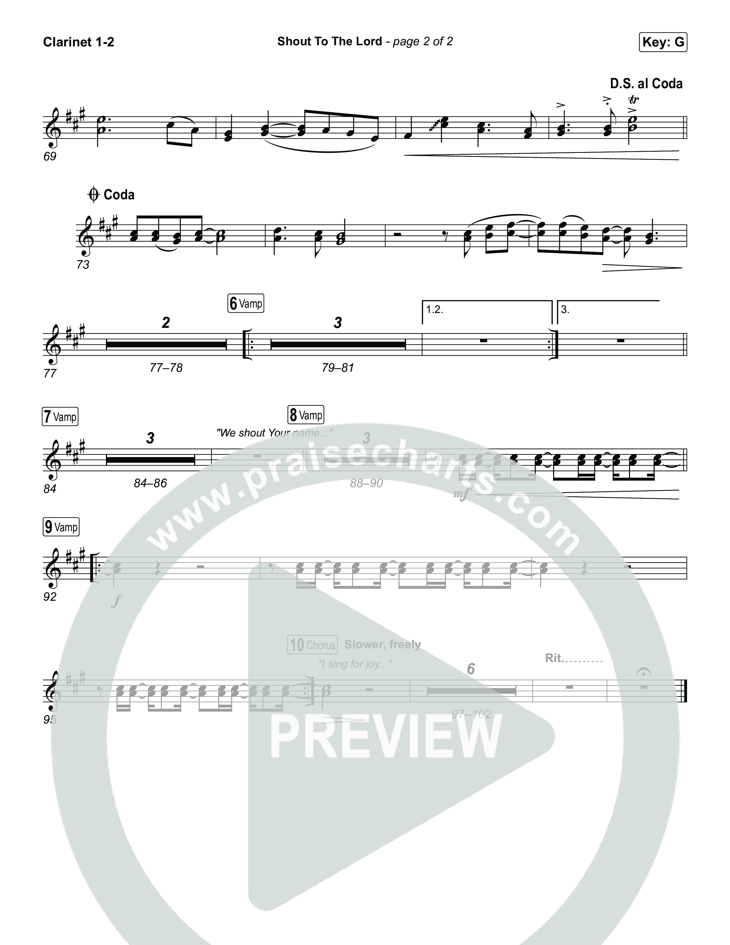 Shout To The Lord Clarinet 1/2 (House Of Worship / Darlene Zschech / CeCe Winans)