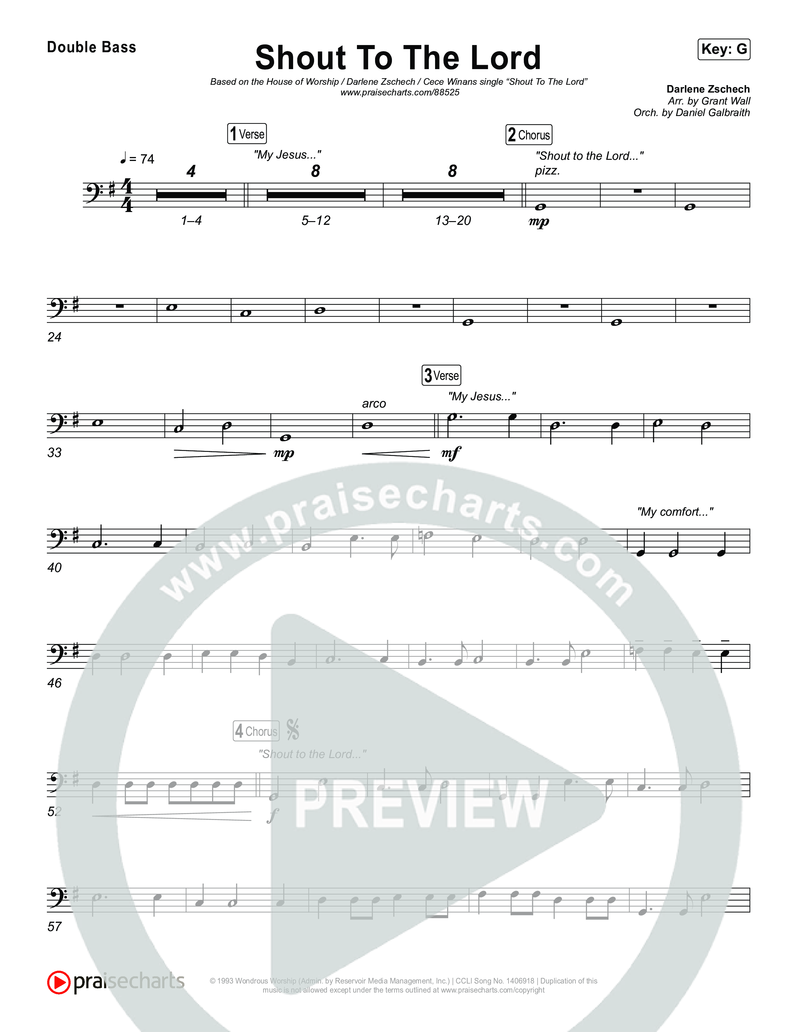 Shout To The Lord String Bass (House Of Worship / Darlene Zschech / CeCe Winans)