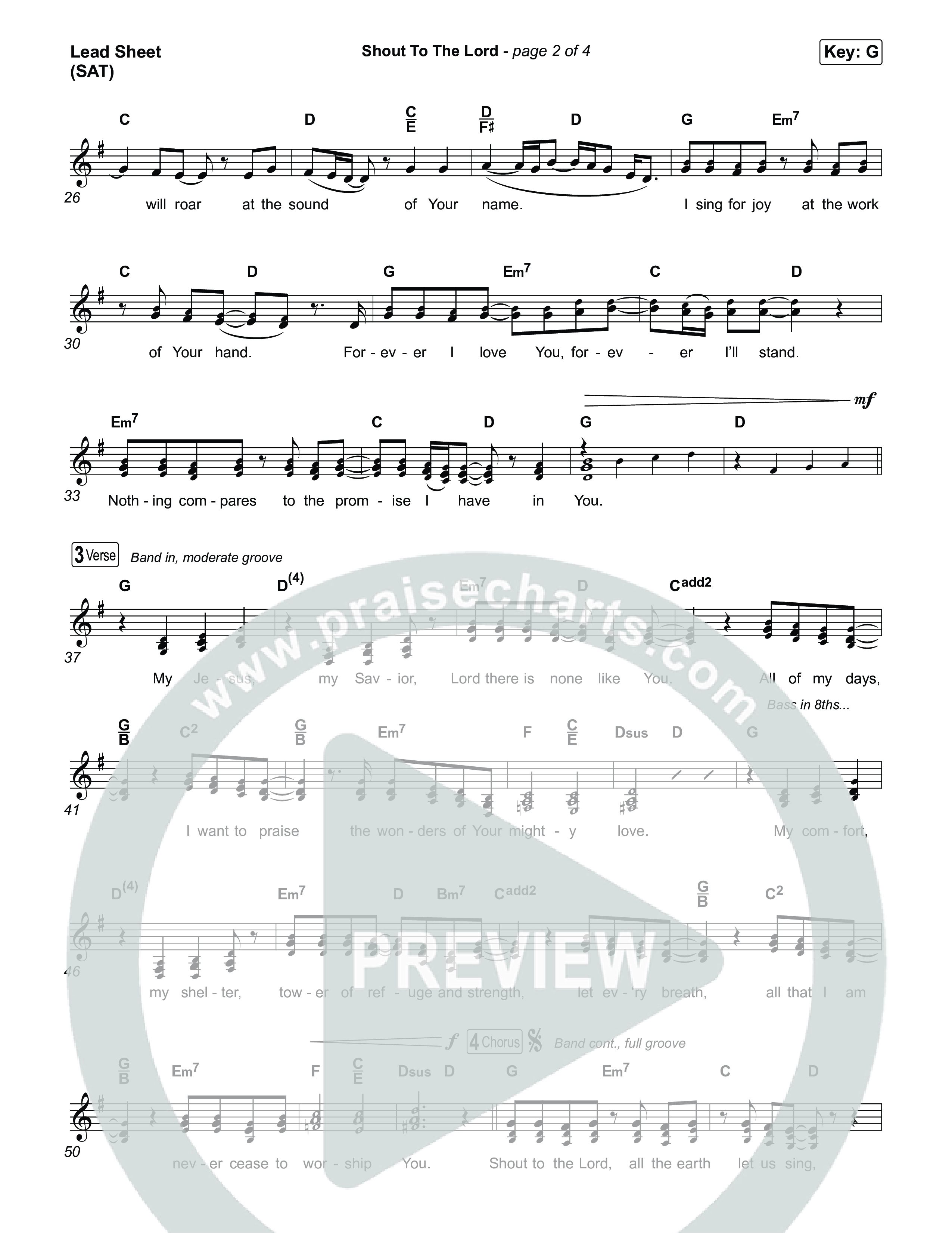 Shout To The Lord Lead Sheet (SAT) (House Of Worship / Darlene Zschech / CeCe Winans)