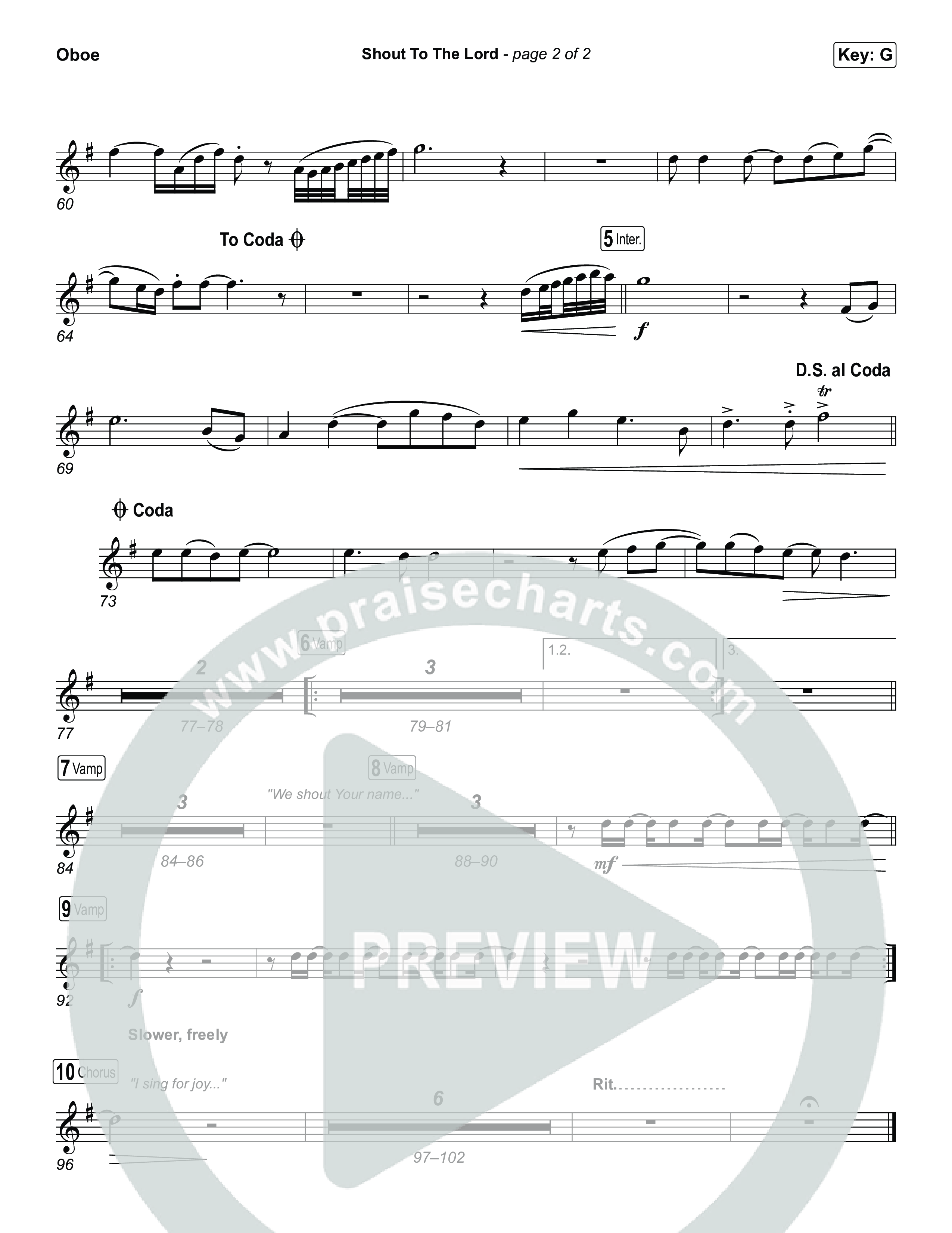 Shout To The Lord Oboe (House Of Worship / Darlene Zschech / CeCe Winans)