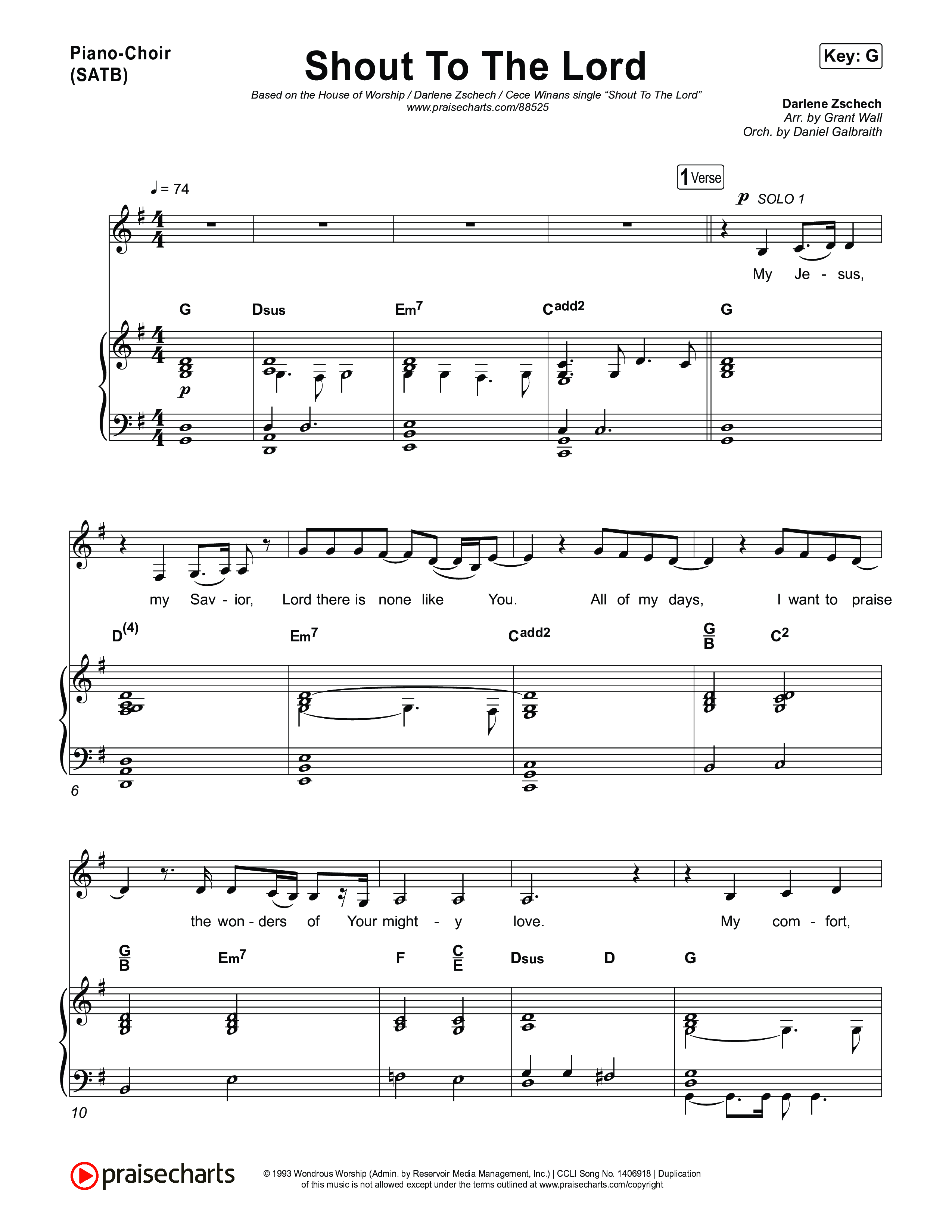 Shout To The Lord Piano/Vocal Pack (House Of Worship / Darlene Zschech / CeCe Winans)