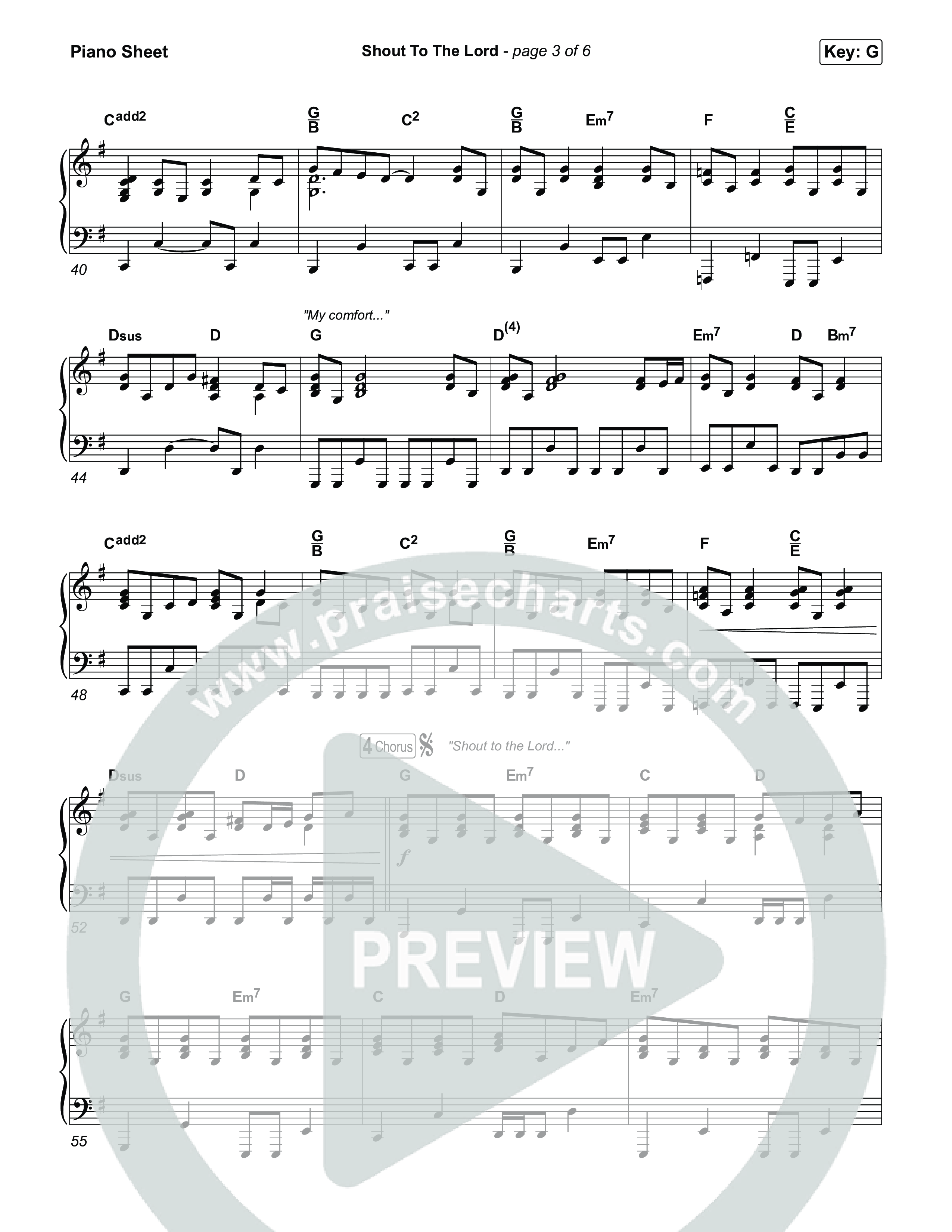 Shout To The Lord Piano Sheet (House Of Worship / Darlene Zschech / CeCe Winans)