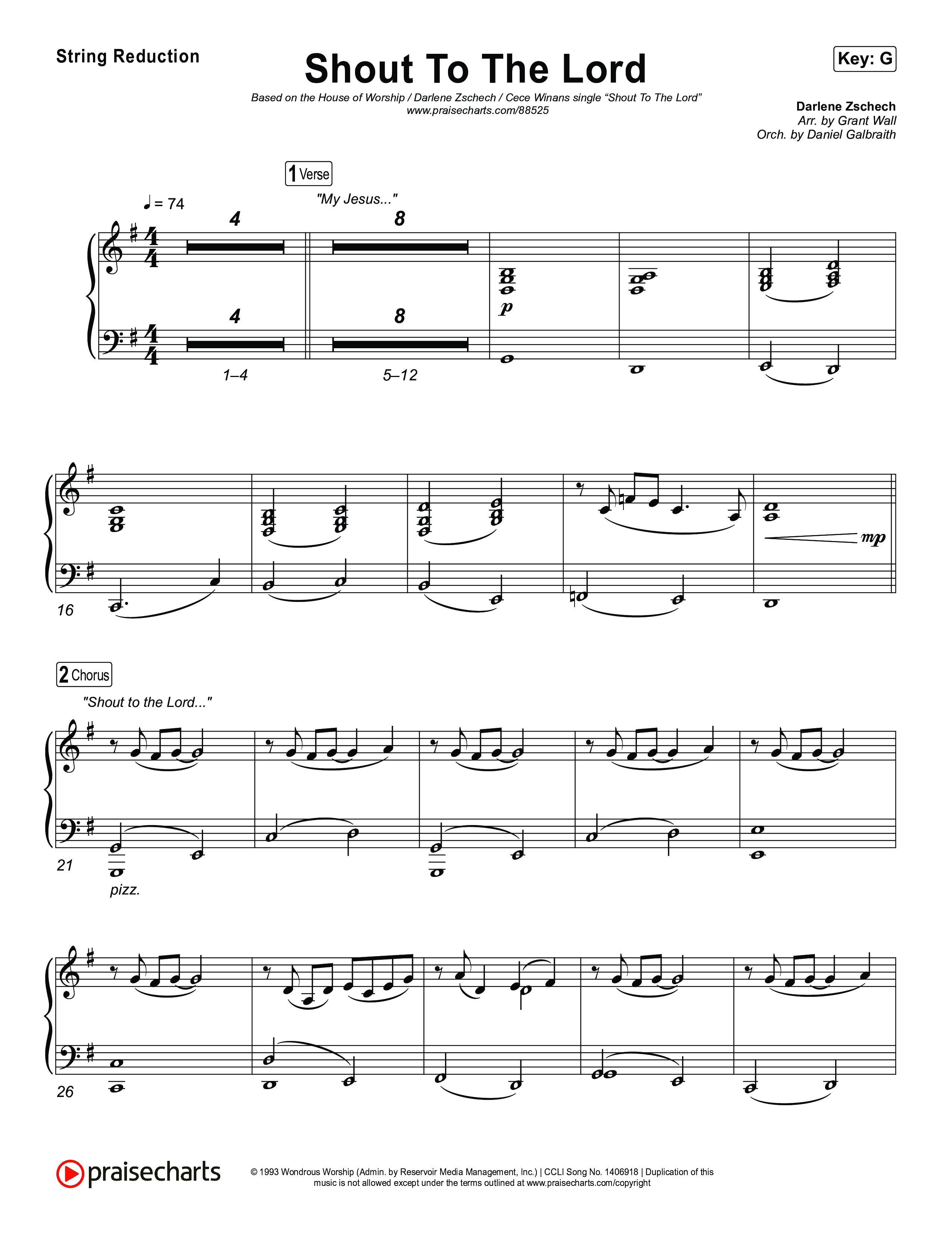 Shout To The Lord String Reduction (House Of Worship / Darlene Zschech / CeCe Winans)