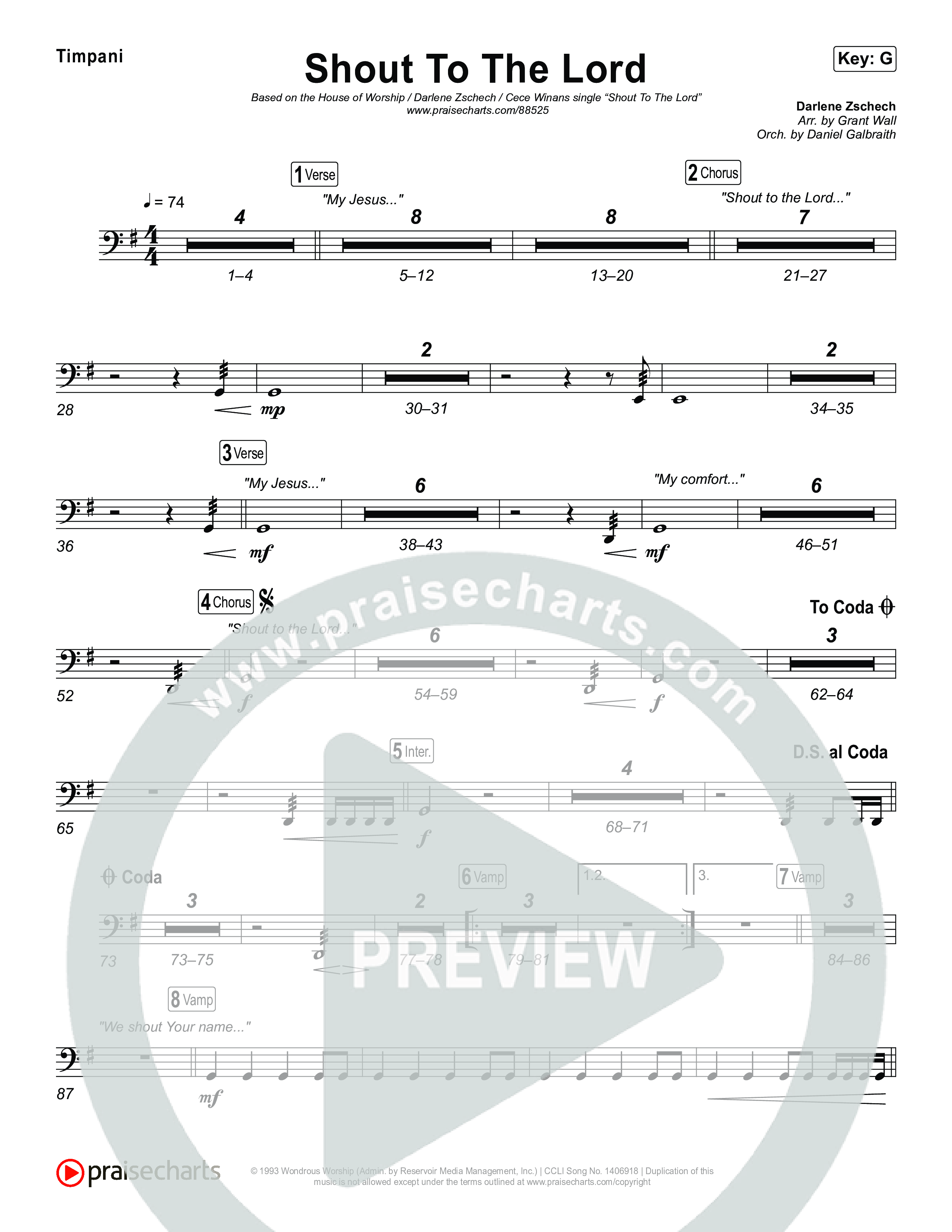 Shout To The Lord Timpani (House Of Worship / Darlene Zschech / CeCe Winans)