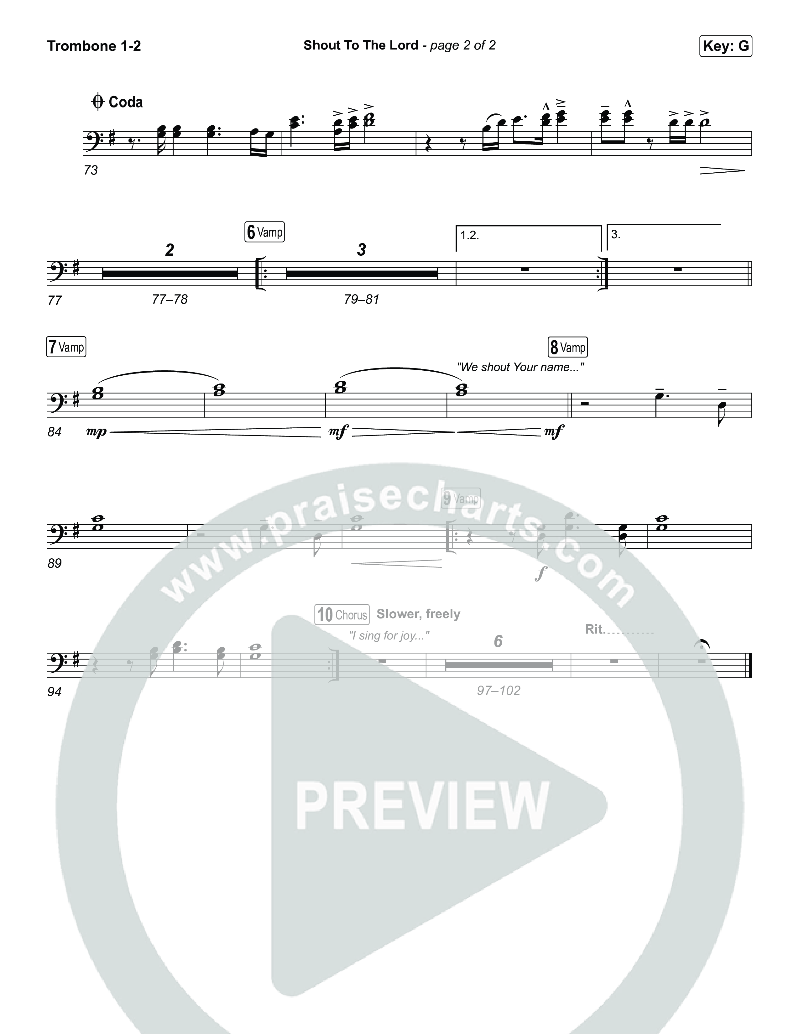 Shout To The Lord Trombone 1,2 (House Of Worship / Darlene Zschech / CeCe Winans)