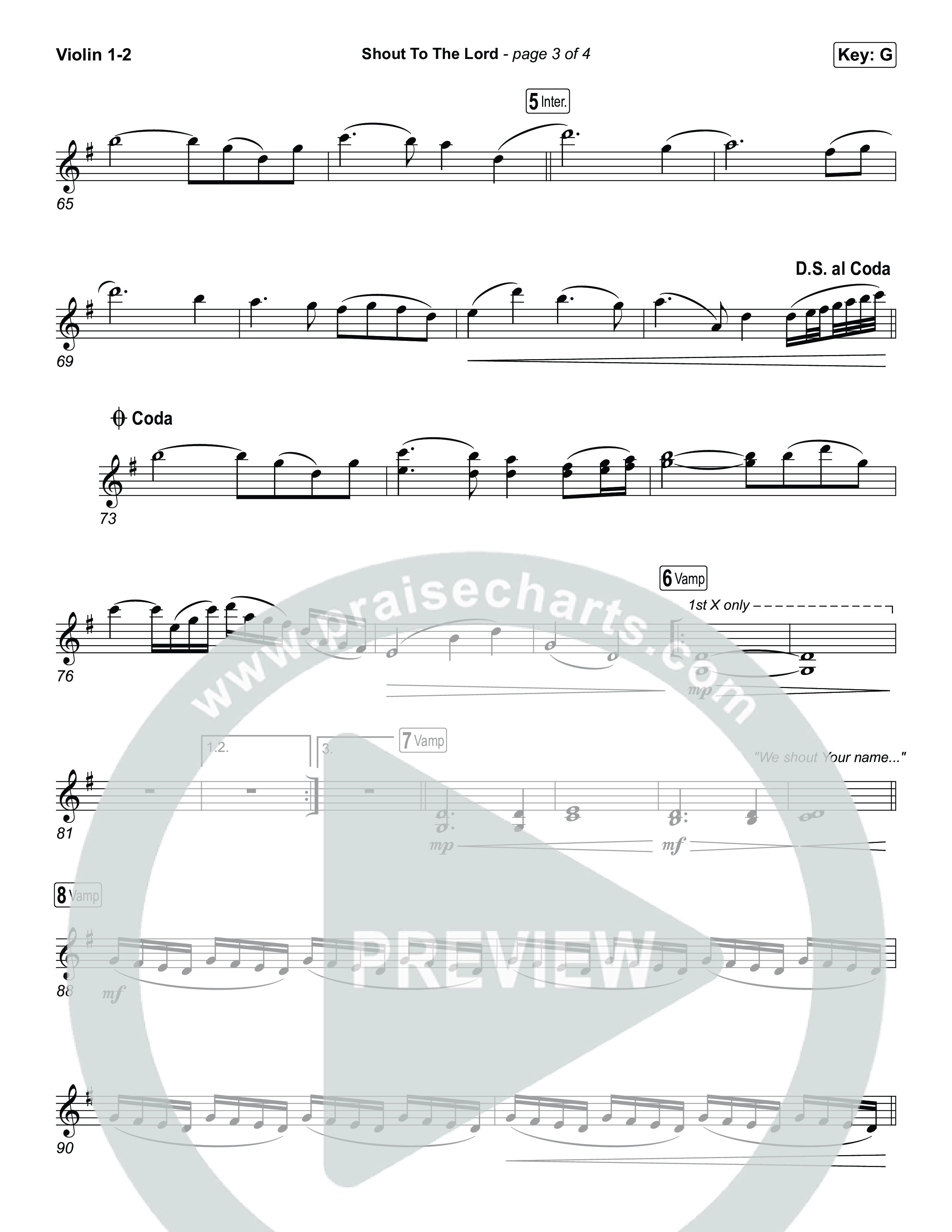 Shout To The Lord Violin 1,2 (House Of Worship / Darlene Zschech / CeCe Winans)