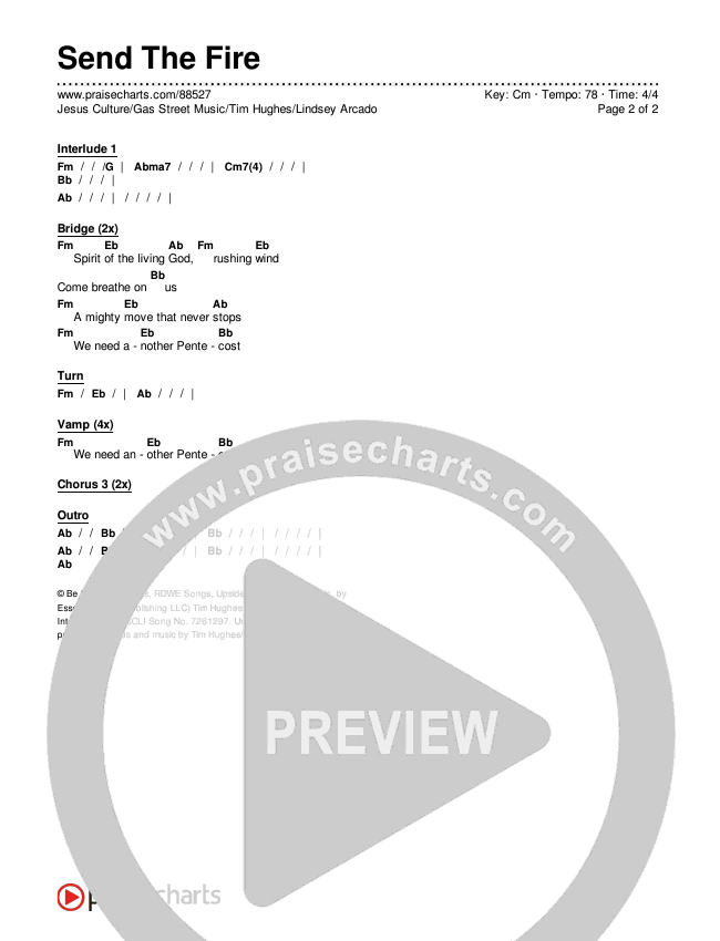 Send The Fire (Live) Chords & Lyrics (Jesus Culture / Gas Street Music / Tim Hughes / Lindsey Arcado)