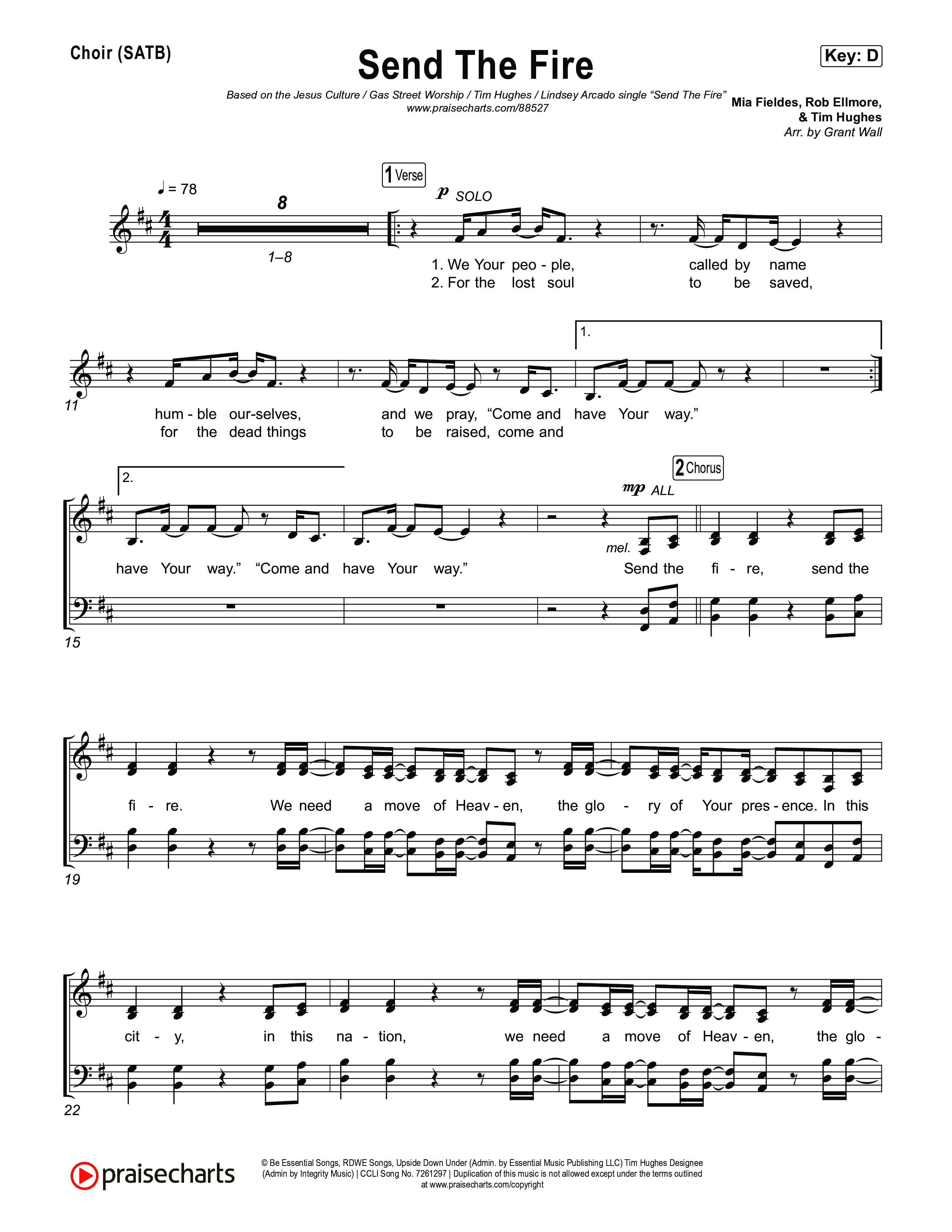 Send The Fire (Live) Choir Sheet (SATB) (Jesus Culture / Gas Street Music / Tim Hughes / Lindsey Arcado)