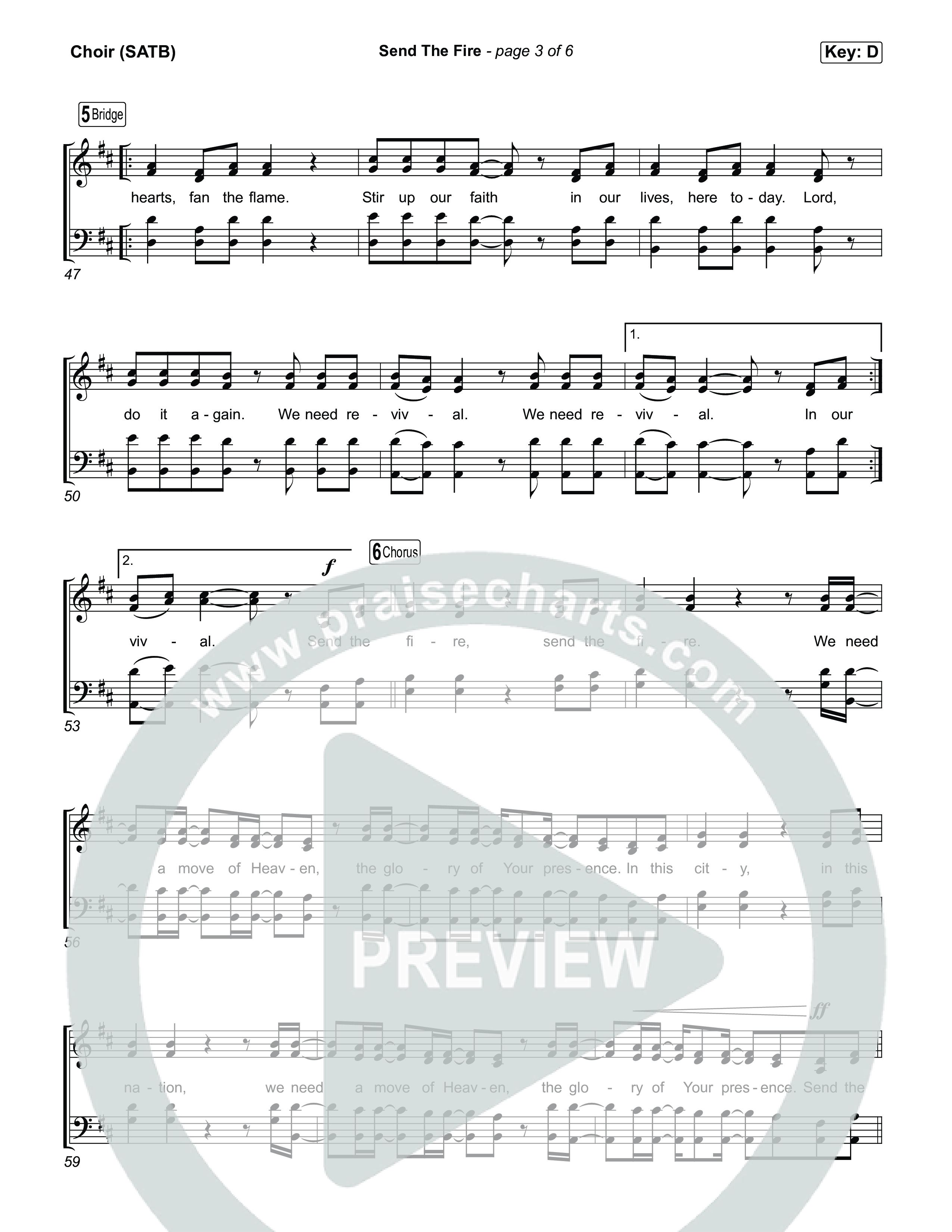 Send The Fire (Live) Choir Sheet (SATB) (Jesus Culture / Gas Street Music / Tim Hughes / Lindsey Arcado)