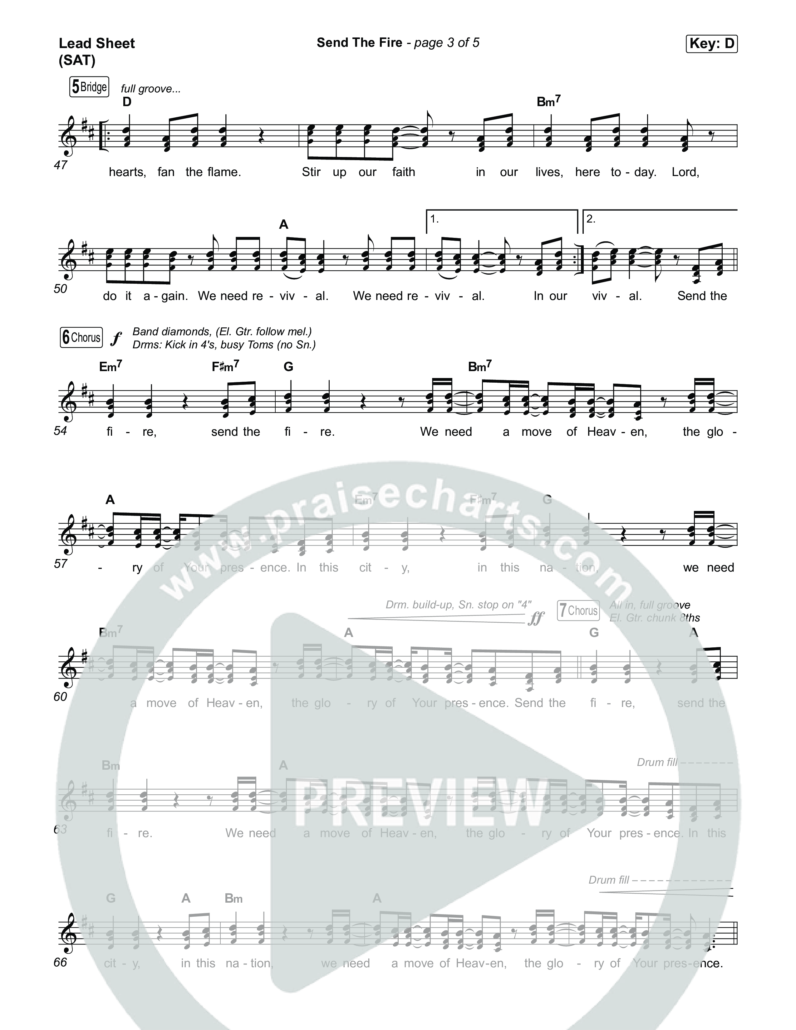 Send The Fire (Live) Lead Sheet (SAT) (Jesus Culture / Gas Street Music / Tim Hughes / Lindsey Arcado)