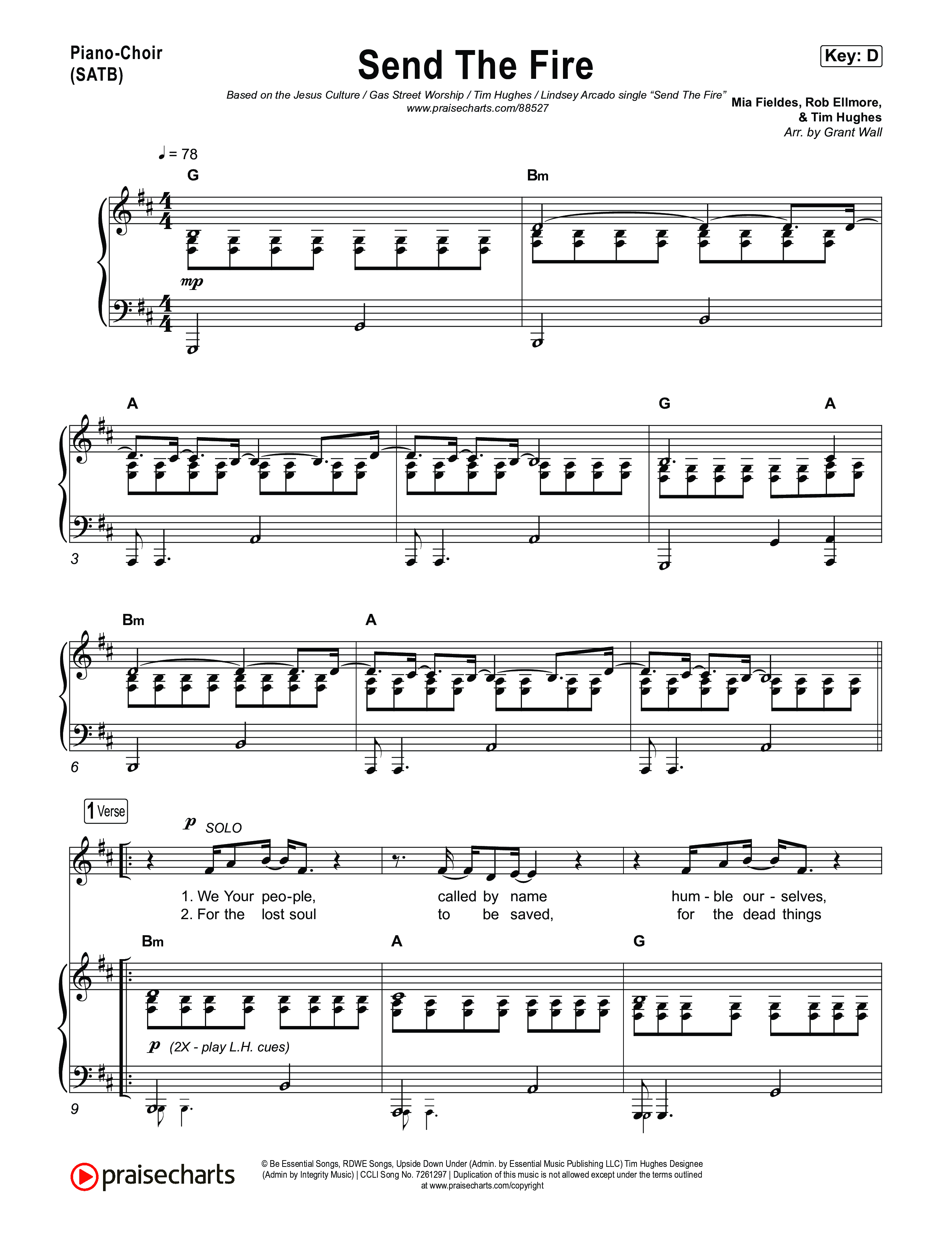 Send The Fire (Live) Piano/Vocal (SATB) (Jesus Culture / Gas Street Music / Tim Hughes / Lindsey Arcado)