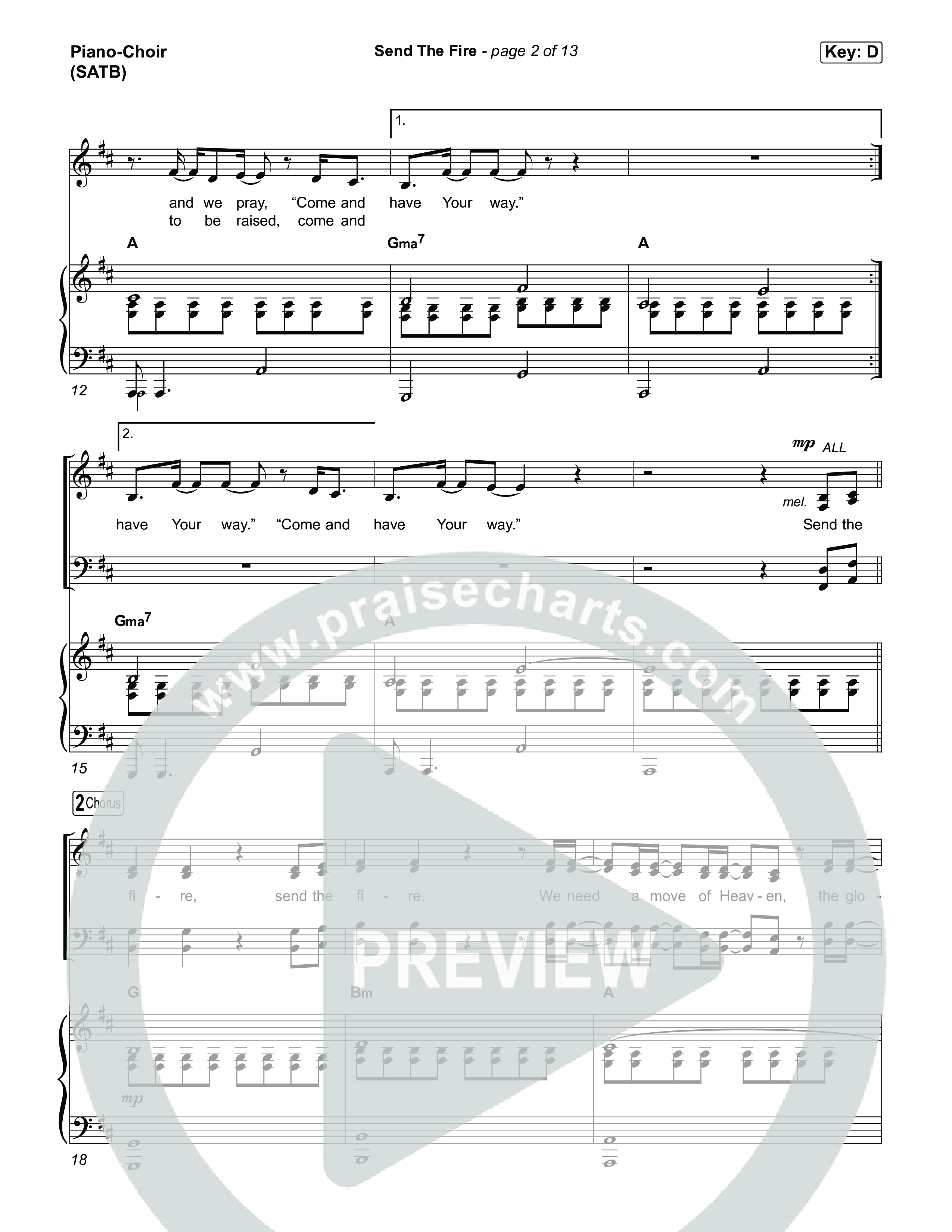 Send The Fire (Live) Piano/Vocal (SATB) (Jesus Culture / Gas Street Music / Tim Hughes / Lindsey Arcado)