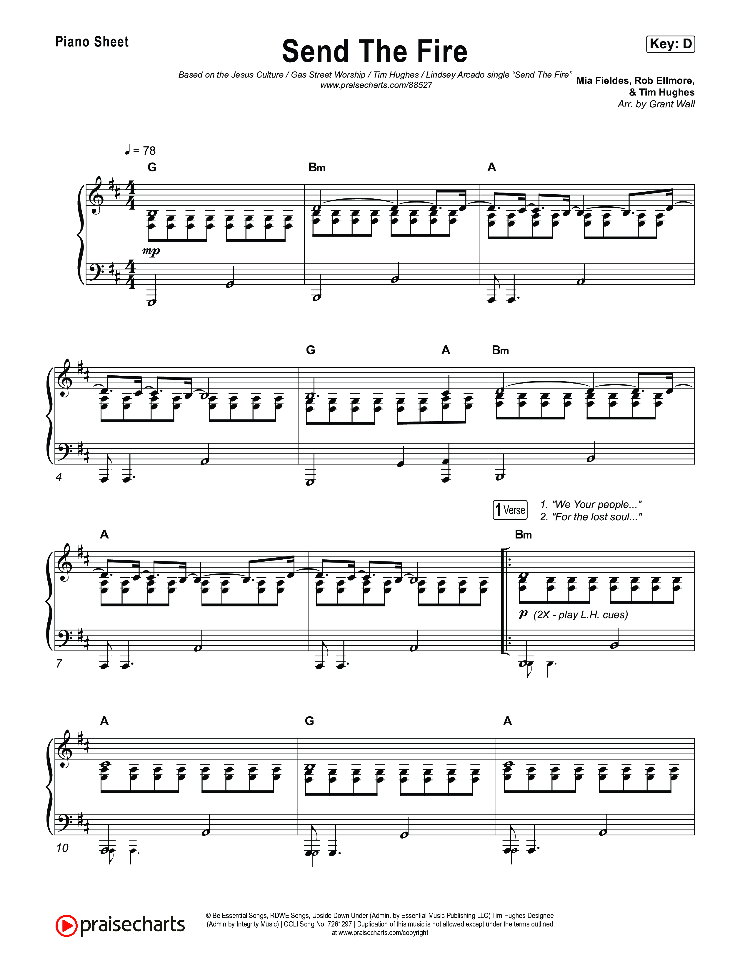 Send The Fire (Live) Piano Sheet (Jesus Culture / Gas Street Music / Tim Hughes / Lindsey Arcado)