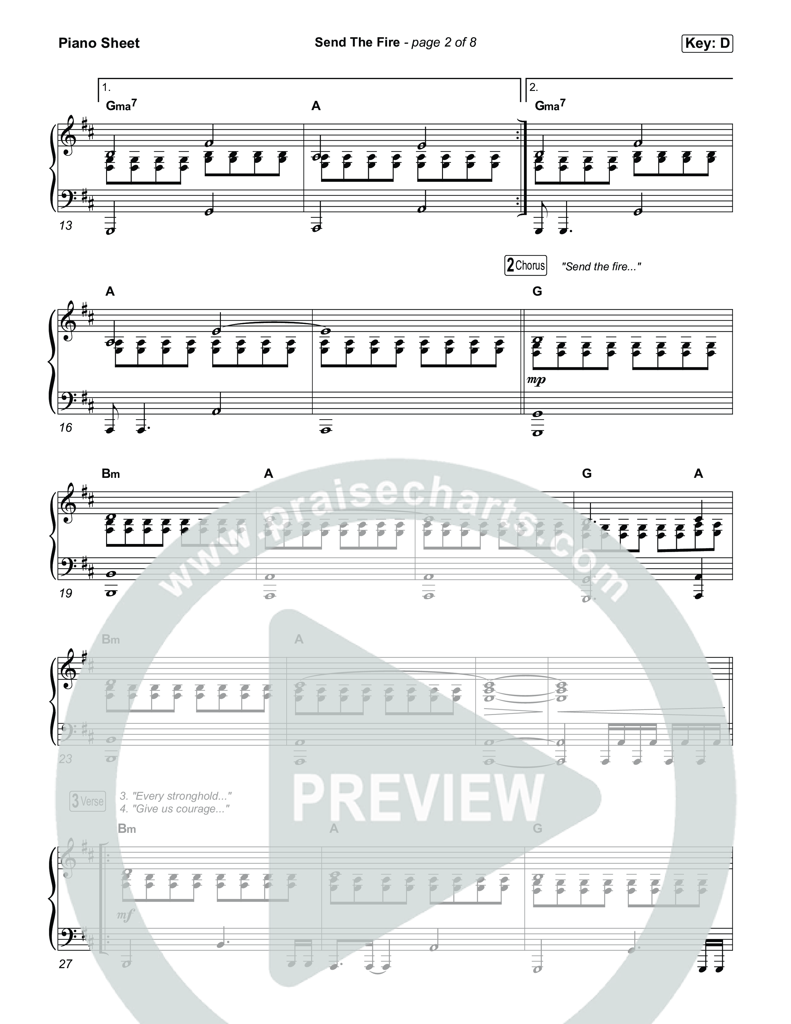 Send The Fire (Live) Piano Sheet (Jesus Culture / Gas Street Music / Tim Hughes / Lindsey Arcado)