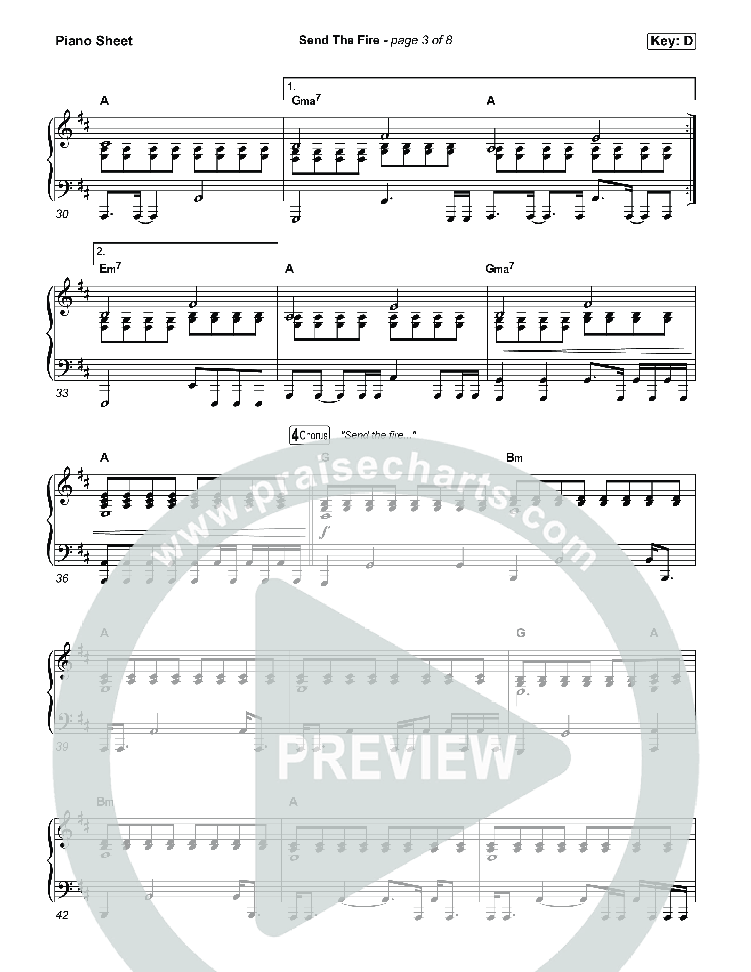 Send The Fire (Live) Piano Sheet (Jesus Culture / Gas Street Music / Tim Hughes / Lindsey Arcado)