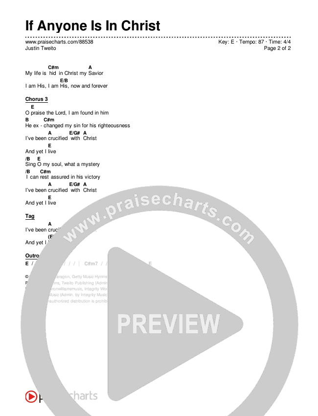 If Anyone Is In Christ Chords & Lyrics (Justin Tweito)