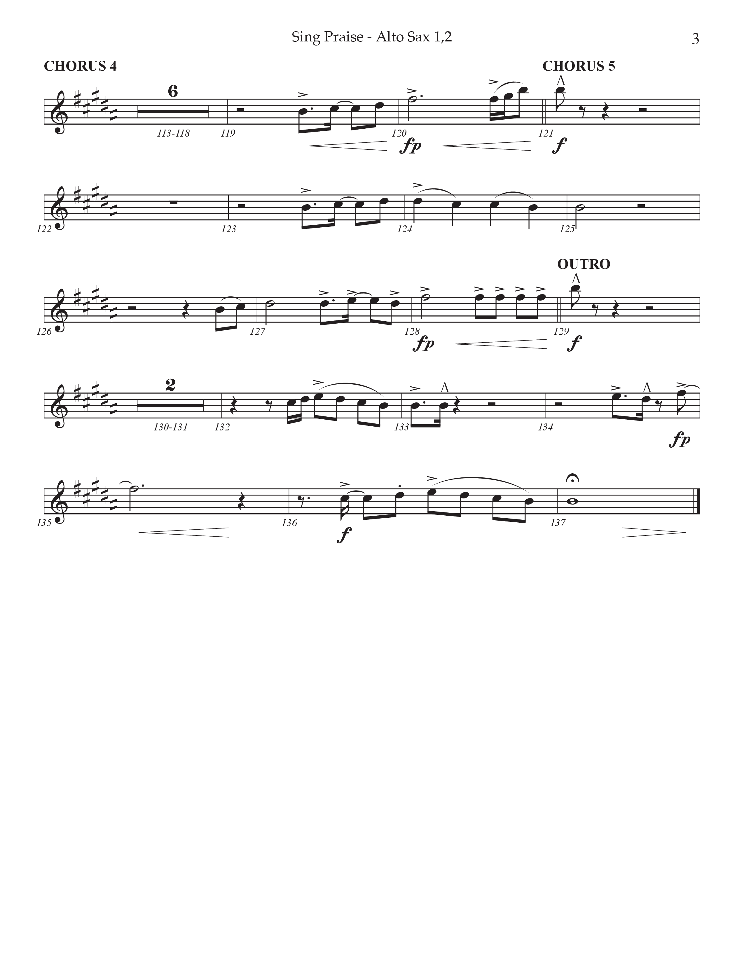 Sing Praise (Choral Anthem SATB) Alto Sax 1/2 (Prestonwood Worship / Arr. Jonathan Walker)