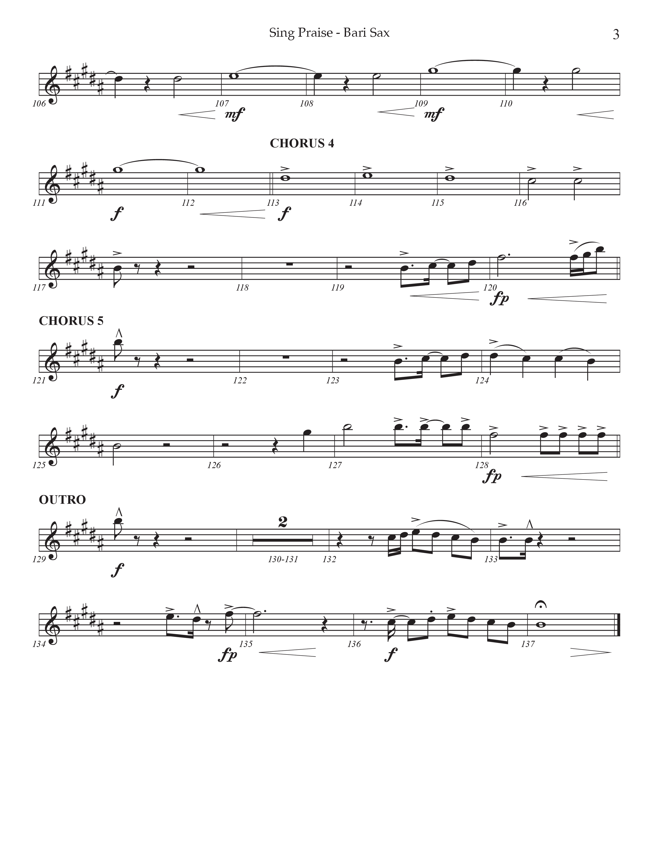 Sing Praise (Choral Anthem SATB) Bari Sax (Prestonwood Worship / Arr. Jonathan Walker)