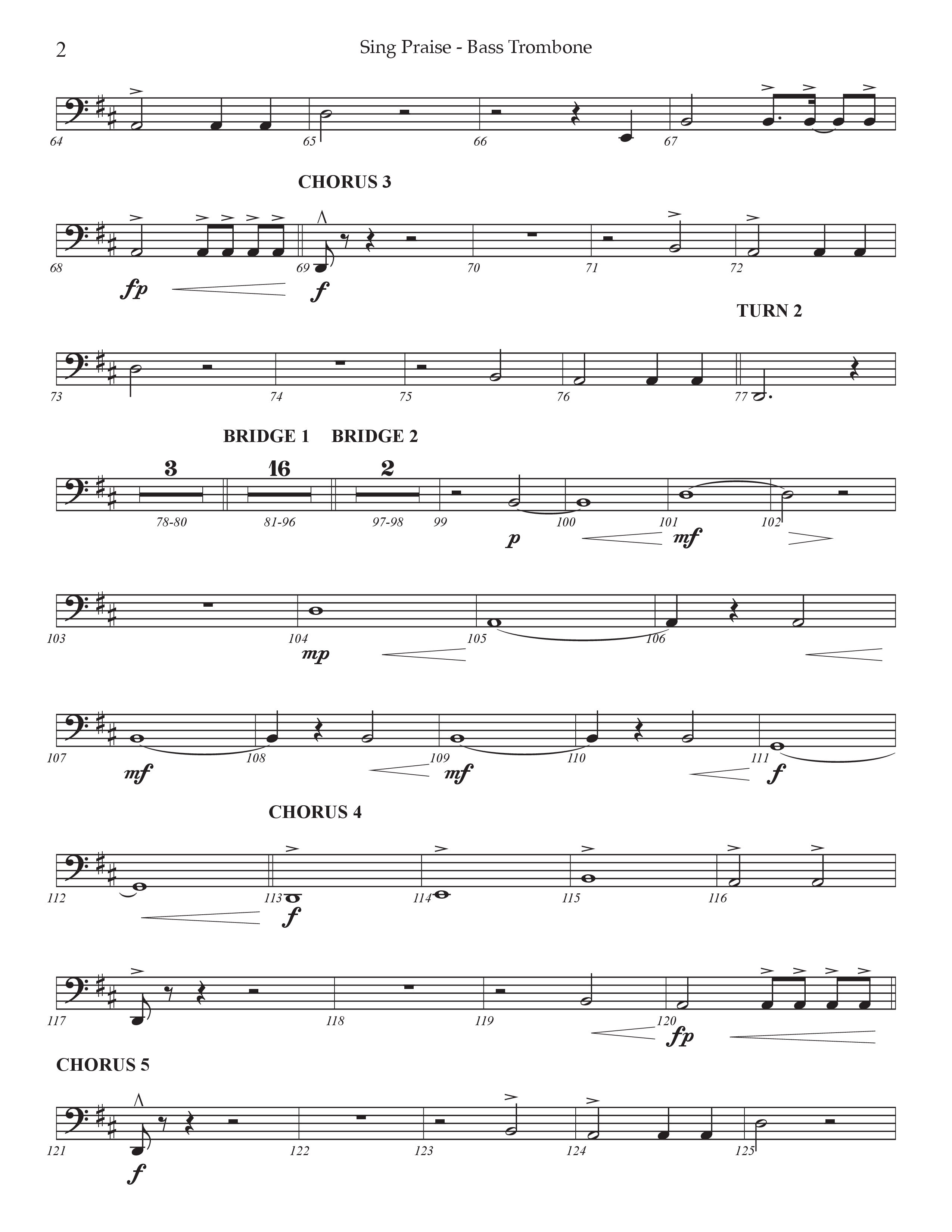 Sing Praise (Choral Anthem SATB) Bass Trombone (Prestonwood Worship / Arr. Jonathan Walker)