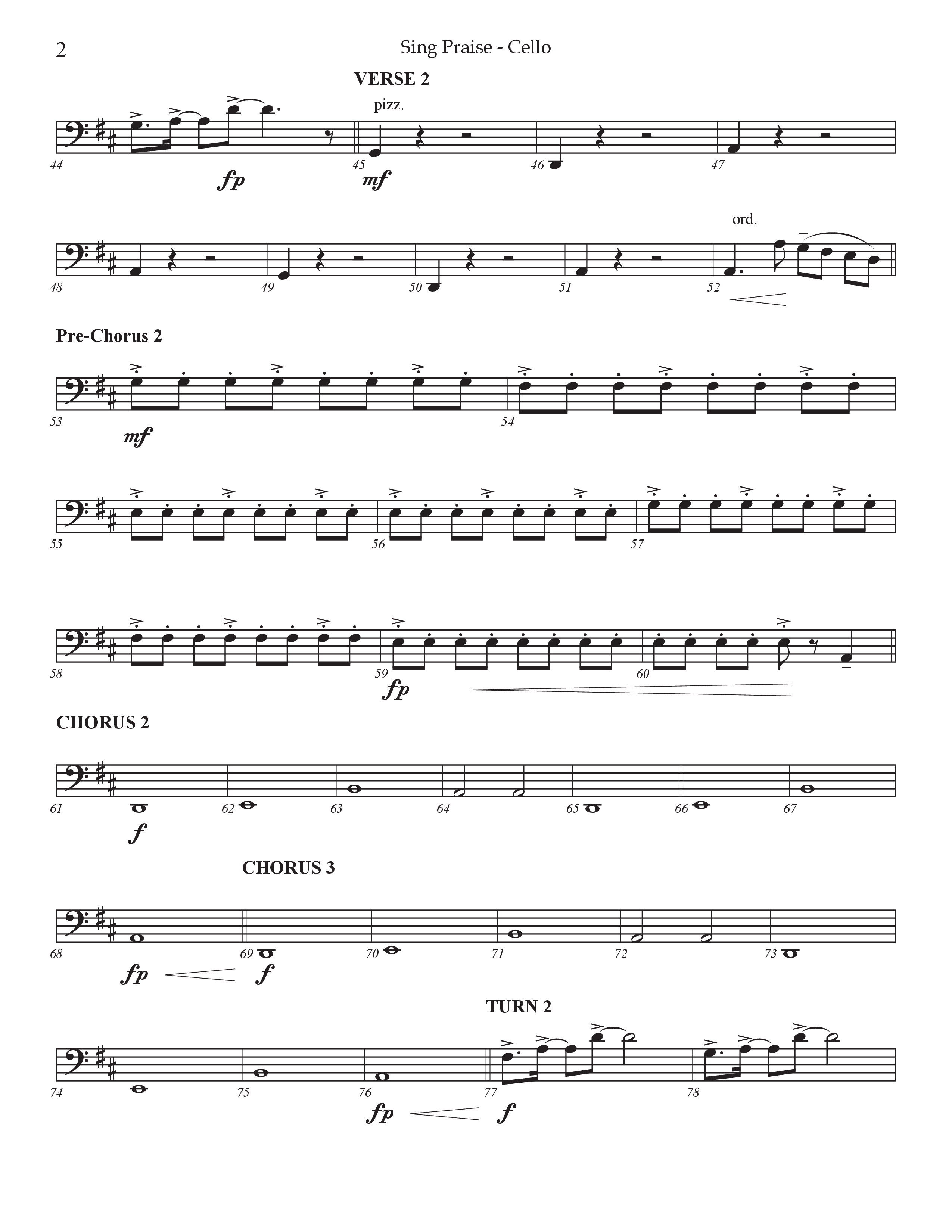 Sing Praise (Choral Anthem SATB) Cello (Prestonwood Worship / Arr. Jonathan Walker)