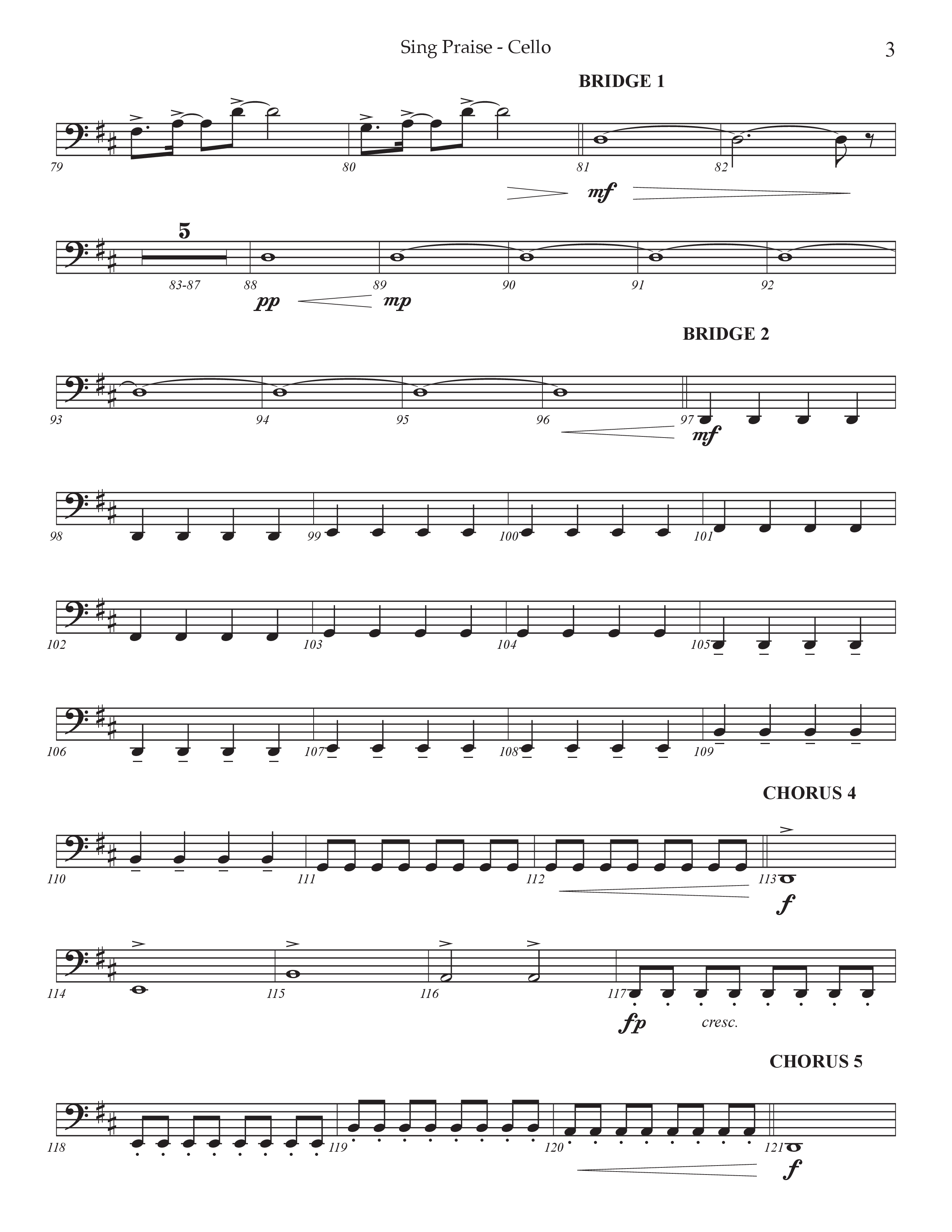 Sing Praise (Choral Anthem SATB) Cello (Prestonwood Worship / Arr. Jonathan Walker)
