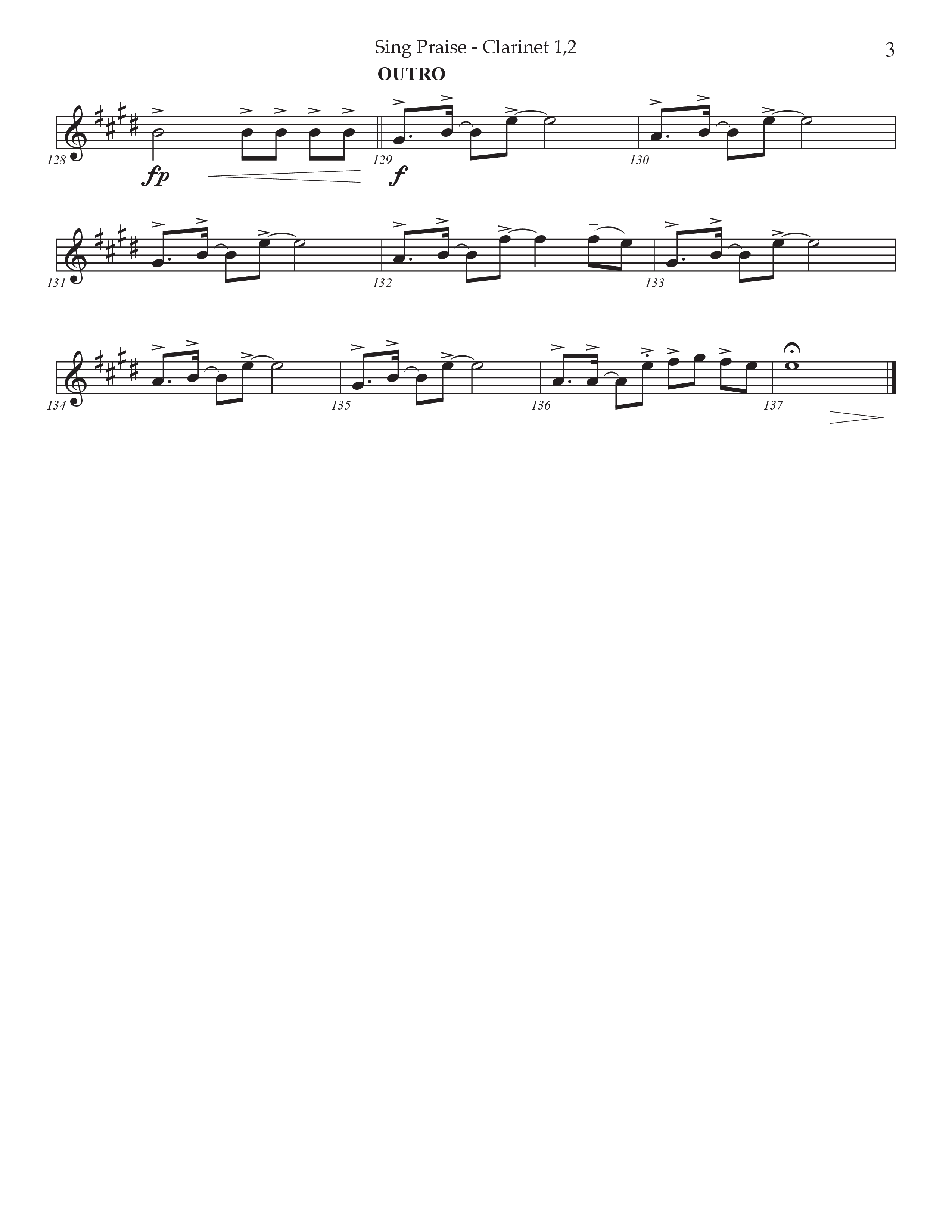 Sing Praise (Choral Anthem SATB) Clarinet 1/2 (Prestonwood Worship / Arr. Jonathan Walker)