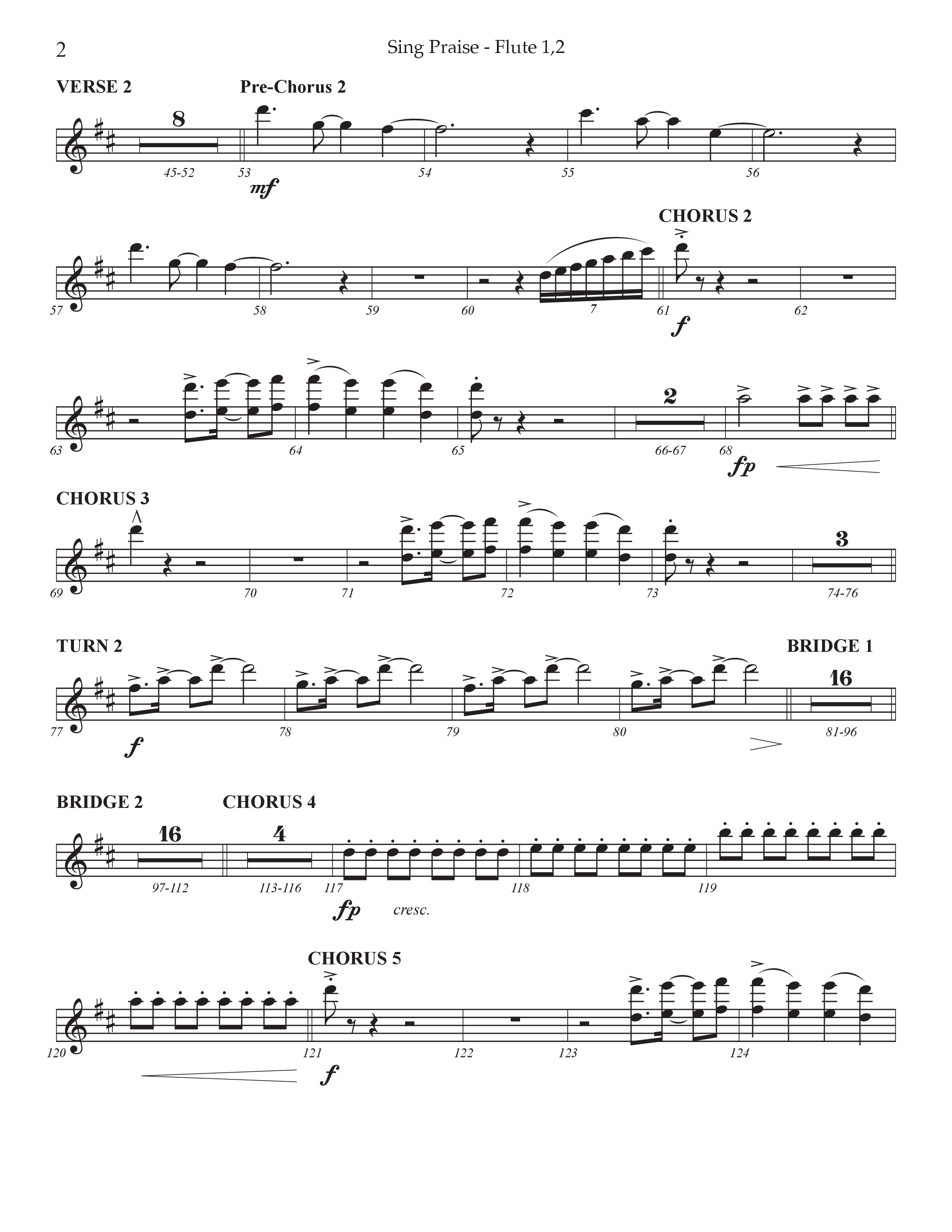 Sing Praise (Choral Anthem SATB) Flute 1/2 (Prestonwood Worship / Arr. Jonathan Walker)