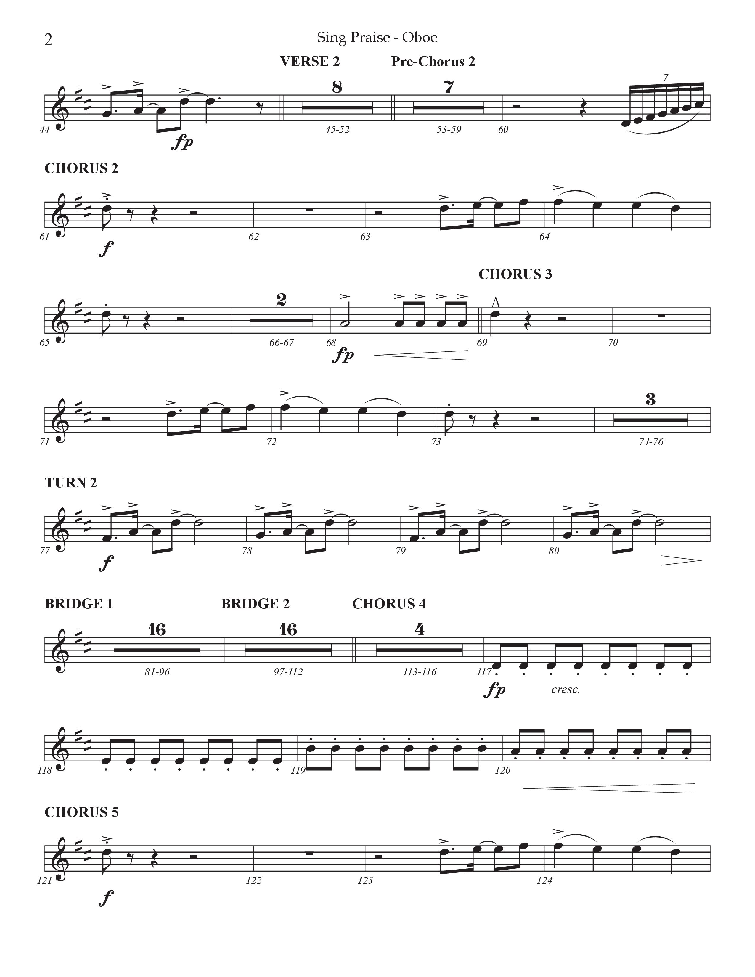 Sing Praise (Choral Anthem SATB) Oboe (Prestonwood Worship / Arr. Jonathan Walker)