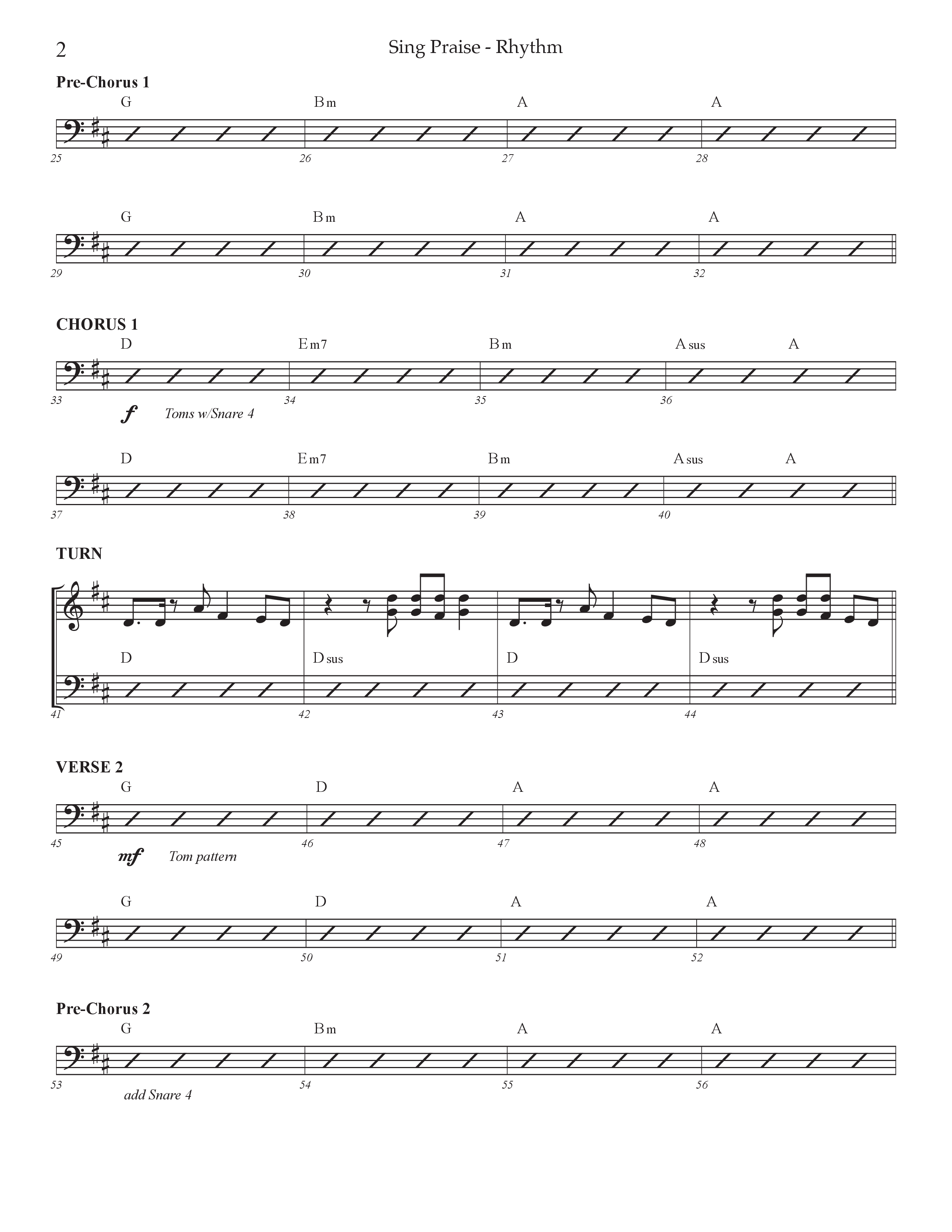 Sing Praise (Choral Anthem SATB) Rhythm Chart (Prestonwood Worship / Arr. Jonathan Walker)