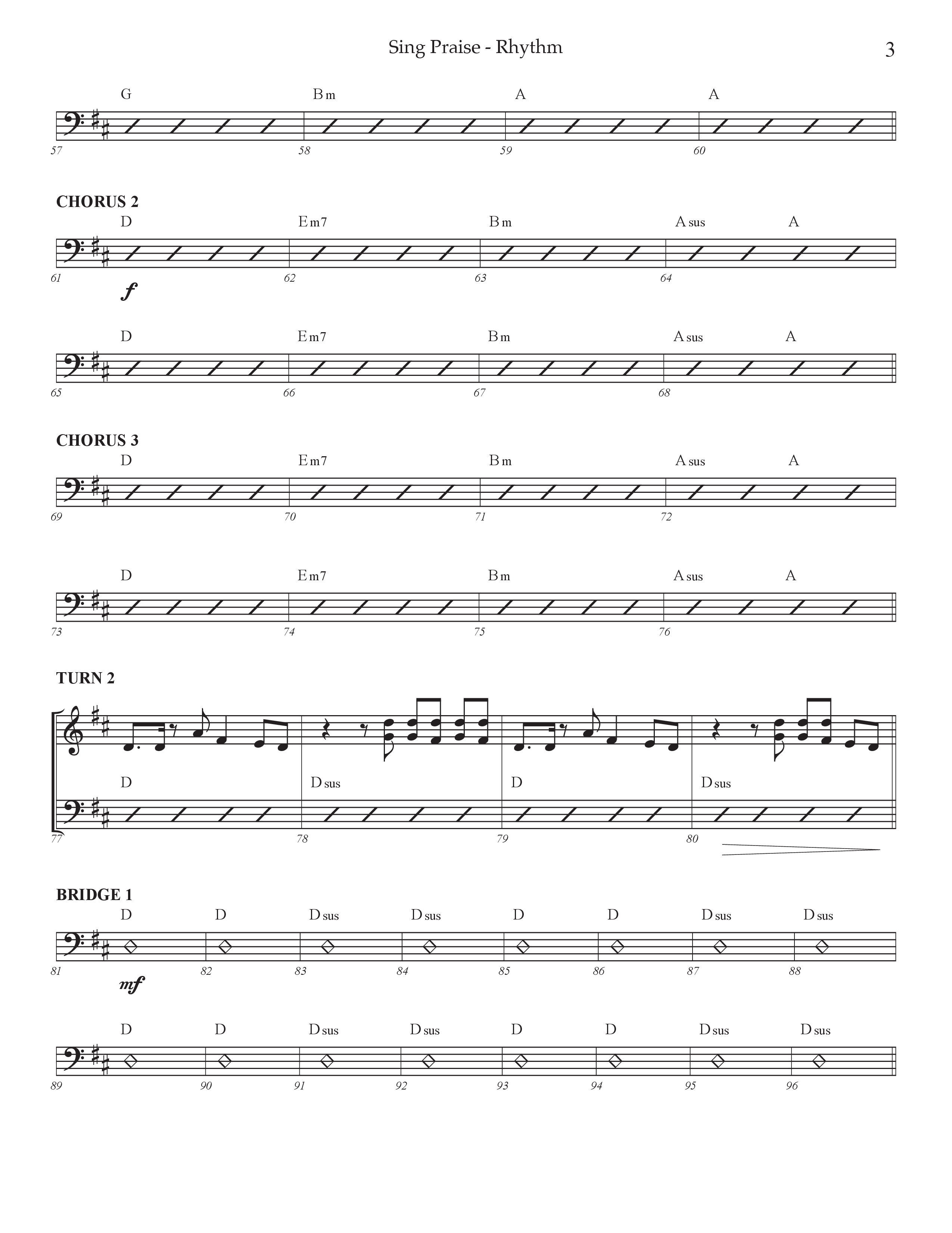 Sing Praise (Choral Anthem SATB) Rhythm Chart (Prestonwood Worship / Arr. Jonathan Walker)
