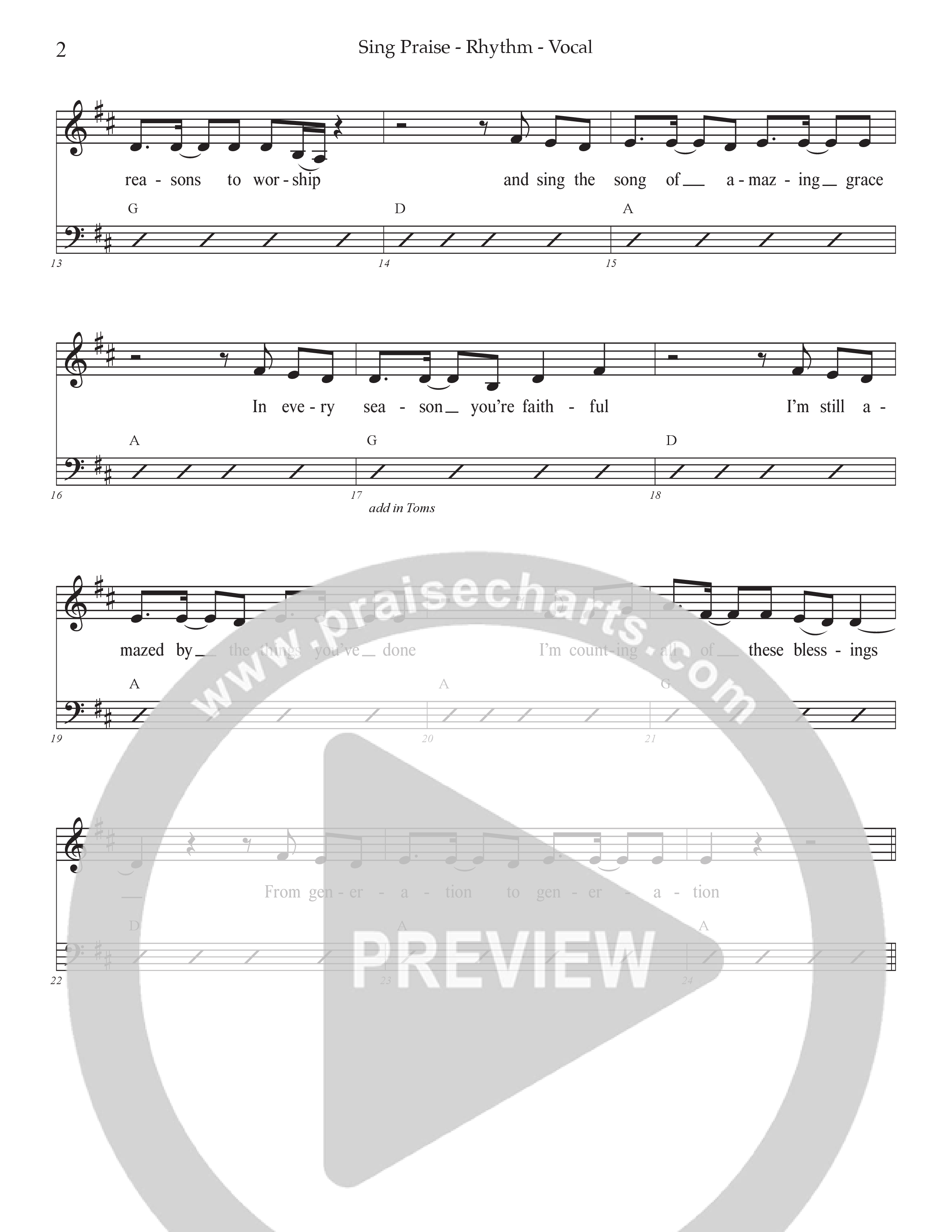Sing Praise (Choral Anthem SATB) Rhythm/Vocal (Prestonwood Worship / Arr. Jonathan Walker)