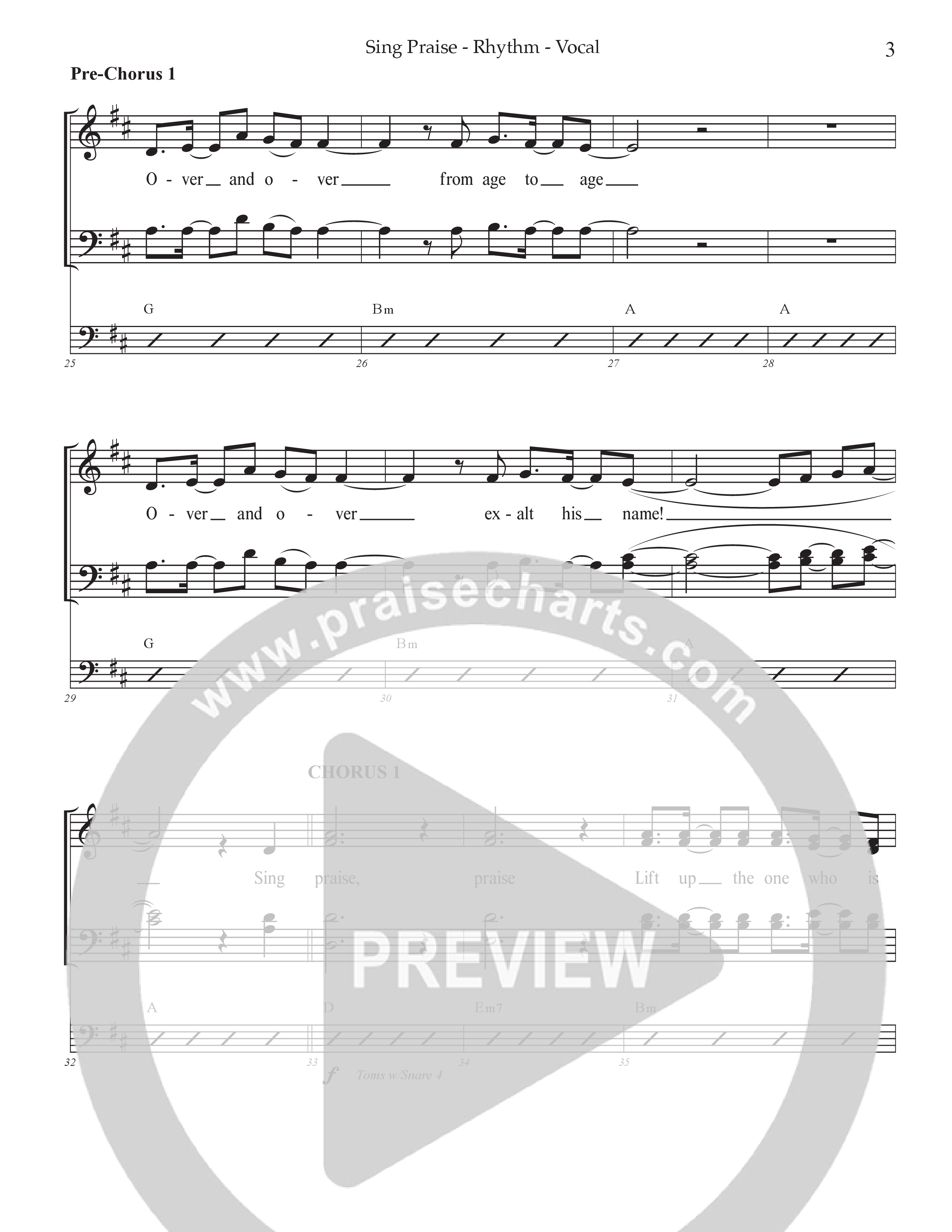 Sing Praise (Choral Anthem SATB) Rhythm/Vocal (Prestonwood Worship / Arr. Jonathan Walker)
