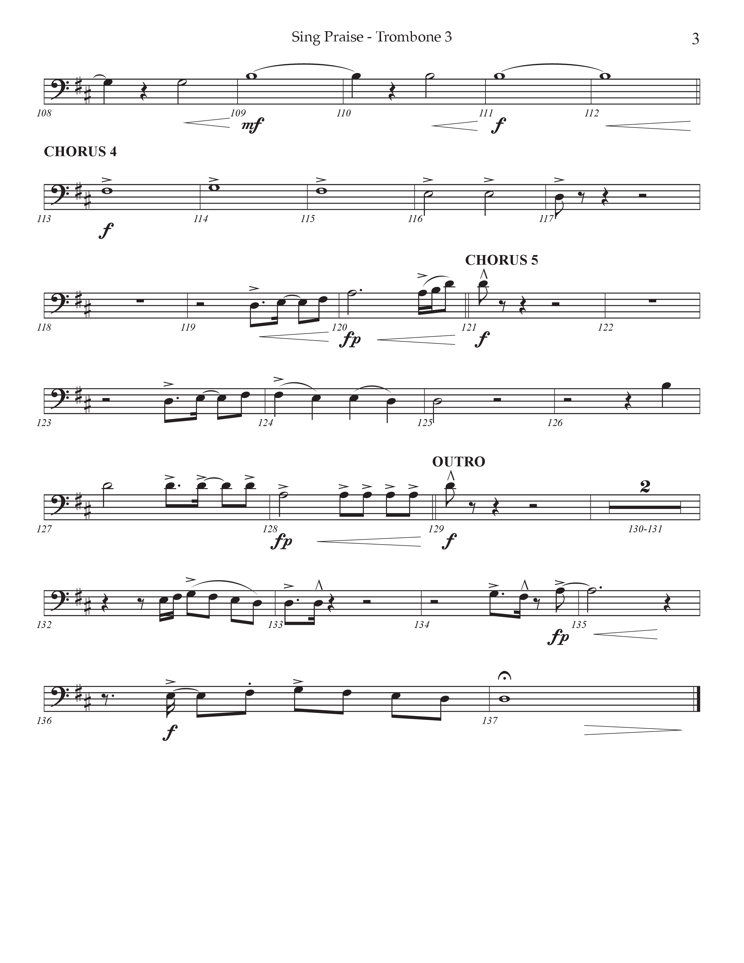 Sing Praise (Choral Anthem SATB) Trombone 3 (Prestonwood Worship / Arr. Jonathan Walker)