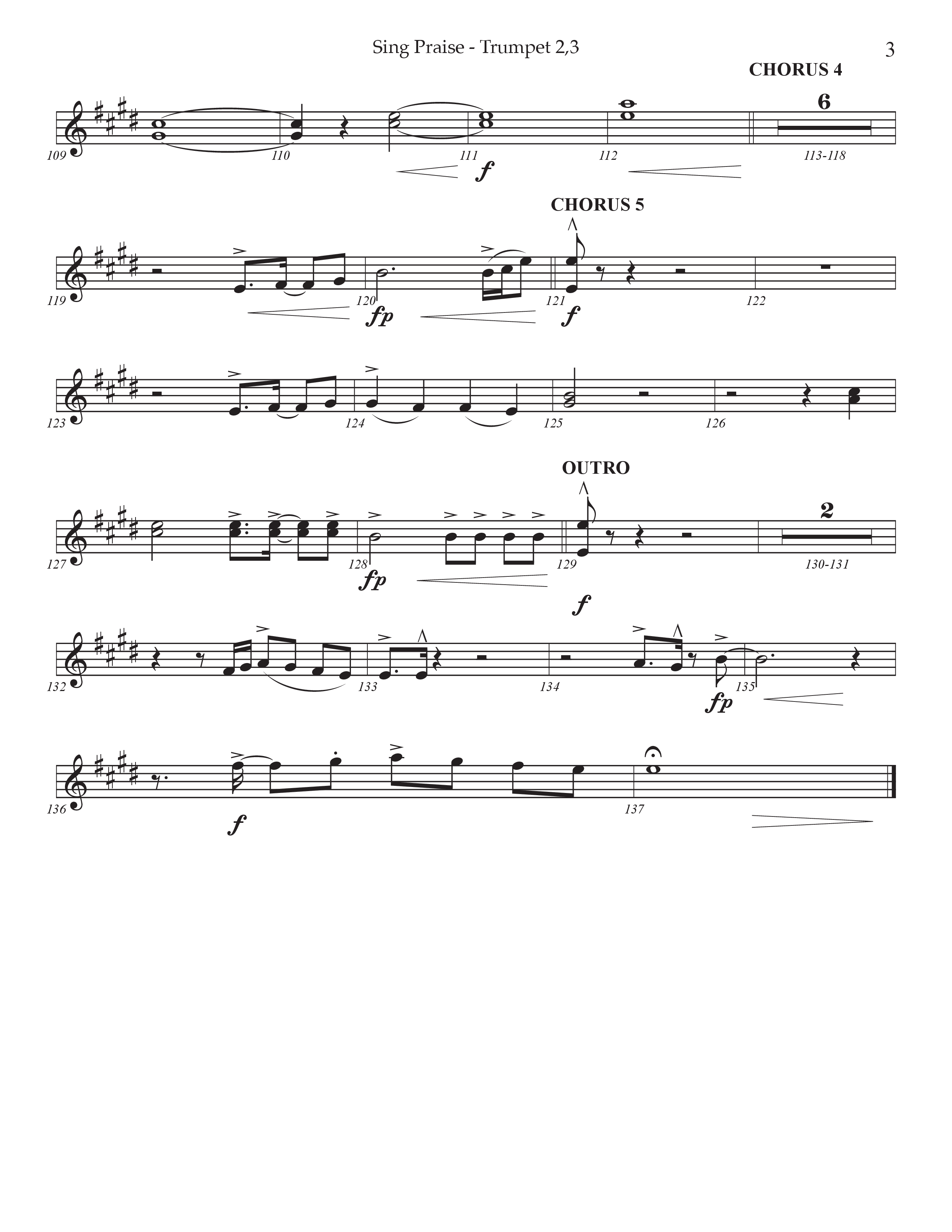Sing Praise (Choral Anthem SATB) Trumpet 2/3 (Prestonwood Worship / Arr. Jonathan Walker)