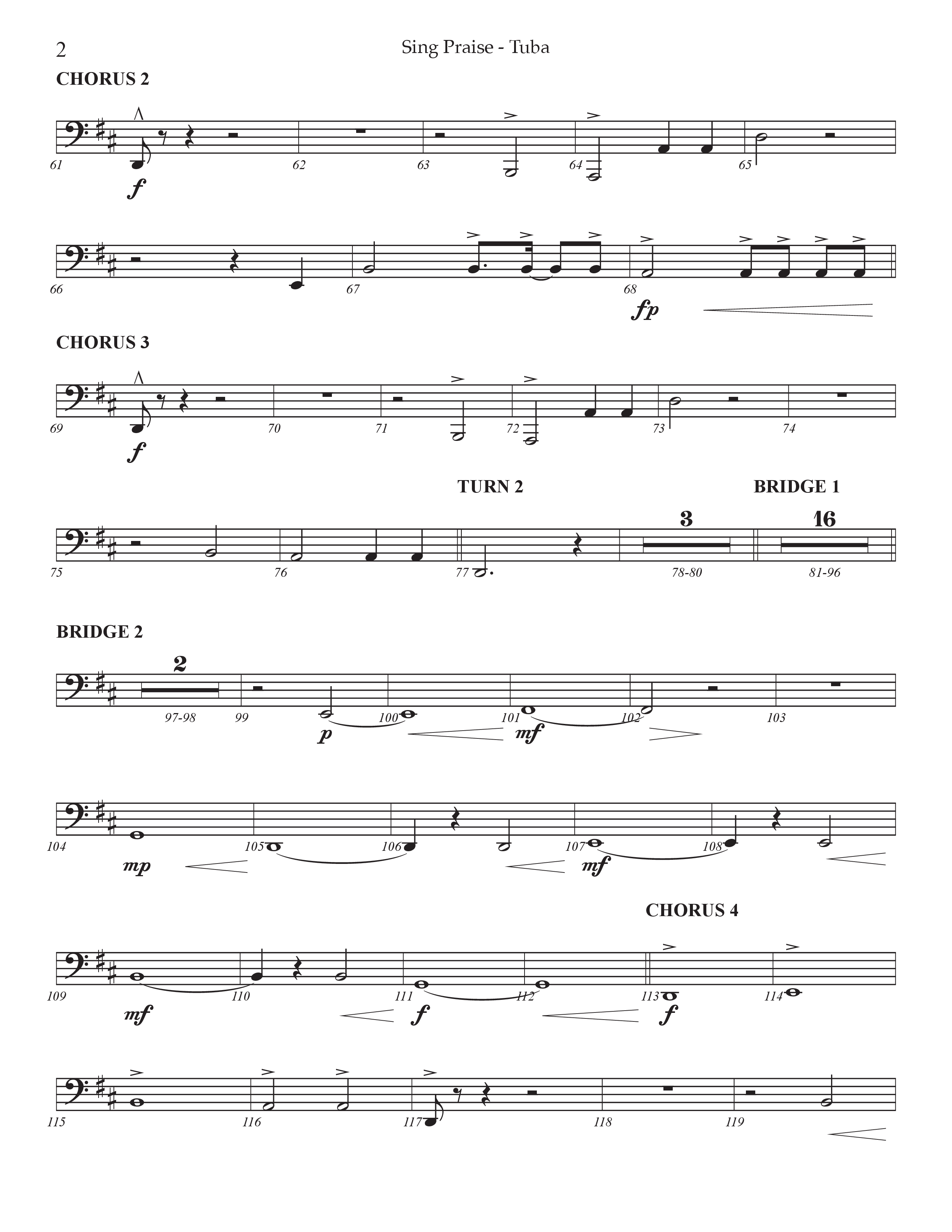 Sing Praise (Choral Anthem SATB) Tuba (Prestonwood Worship / Arr. Jonathan Walker)