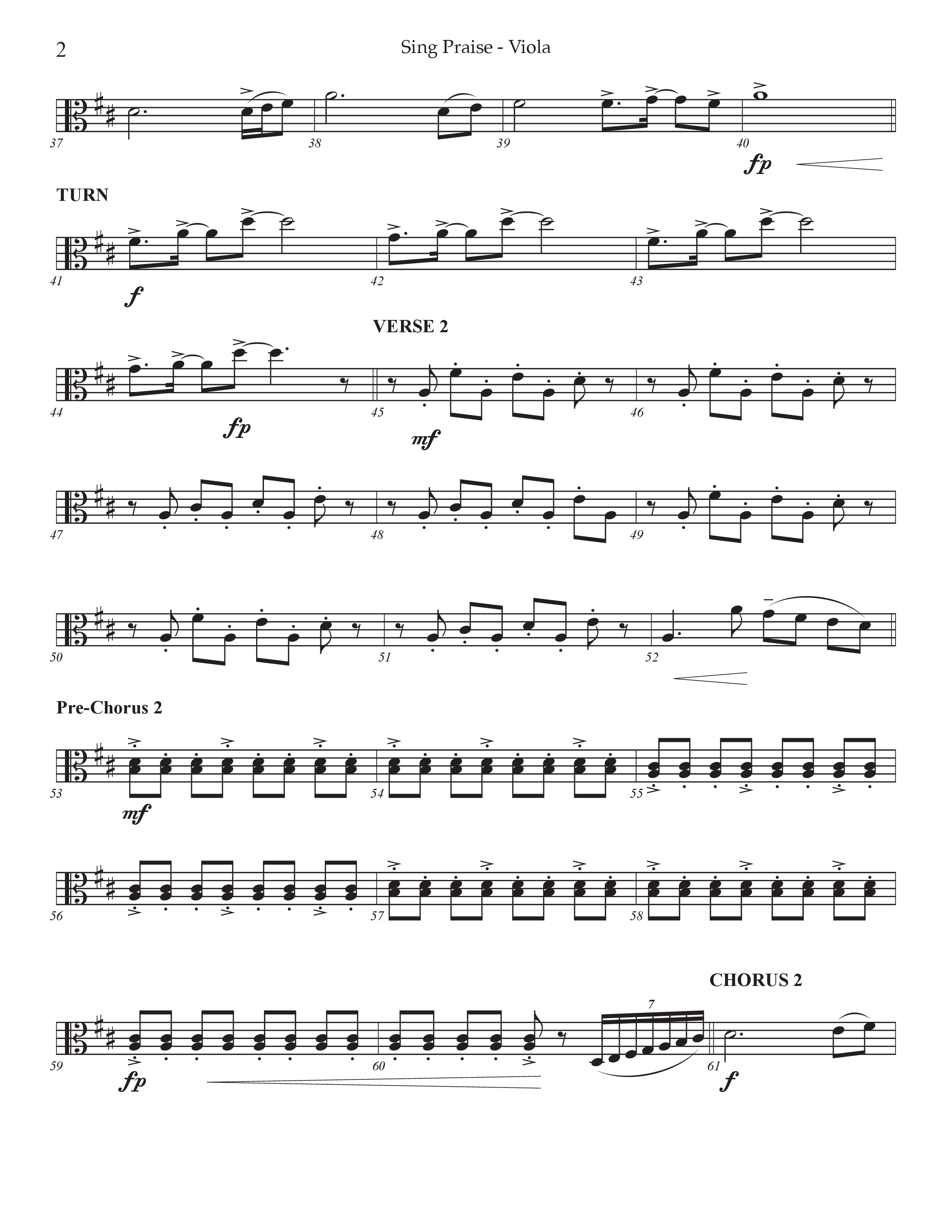 Sing Praise (Choral Anthem SATB) Viola (Prestonwood Worship / Arr. Jonathan Walker)