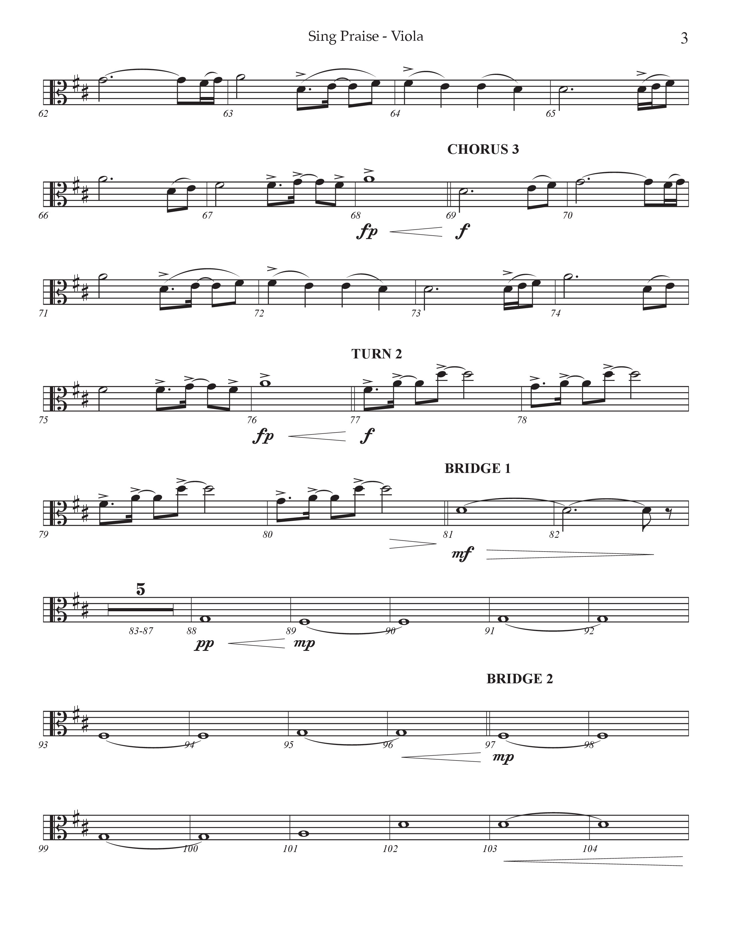 Sing Praise (Choral Anthem SATB) Viola (Prestonwood Worship / Arr. Jonathan Walker)